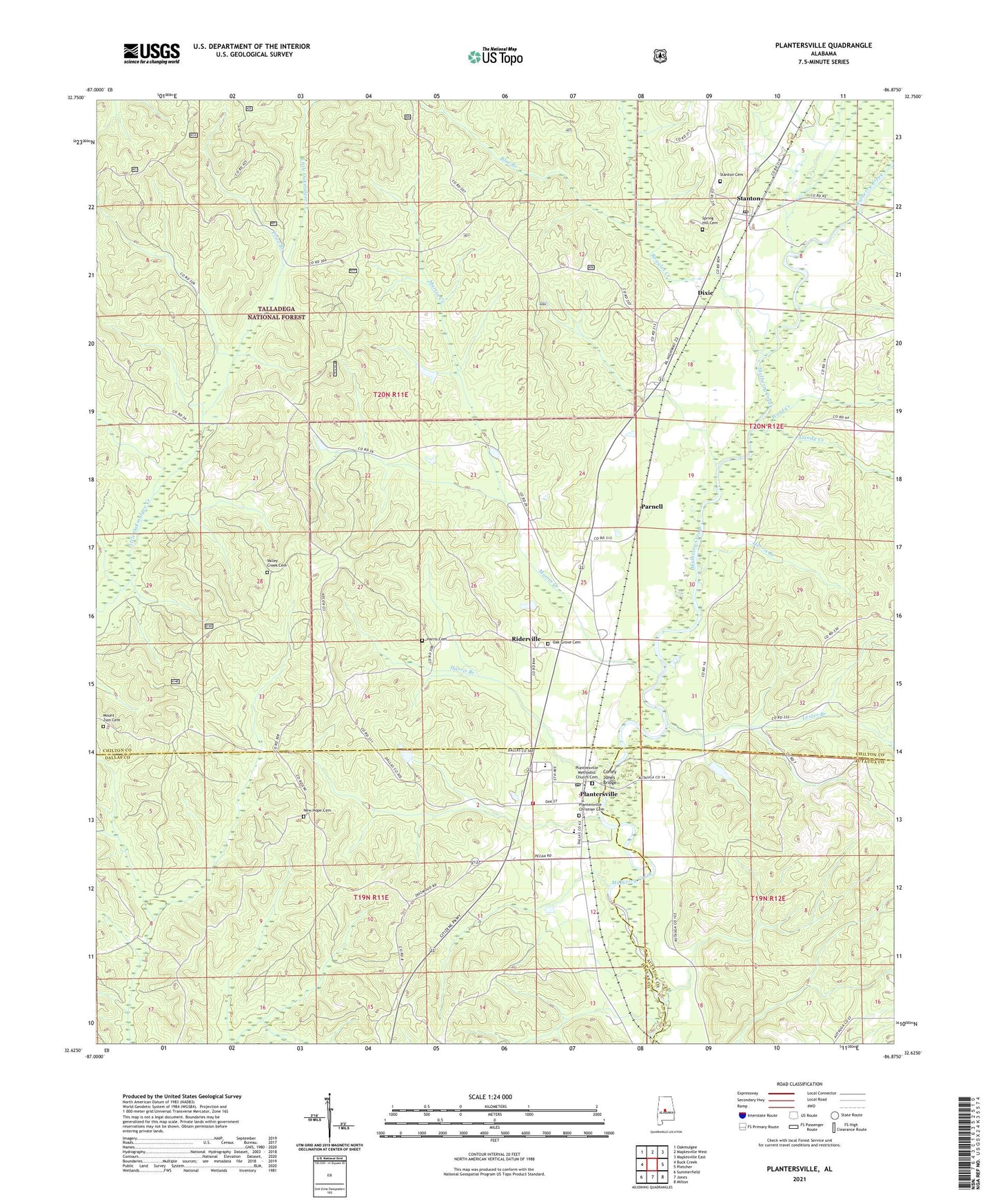 Plantersville Alabama US Topo Map Image