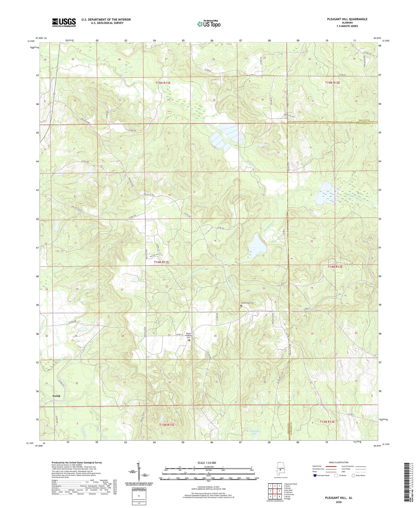 Pleasant Hill Alabama US Topo Map Image