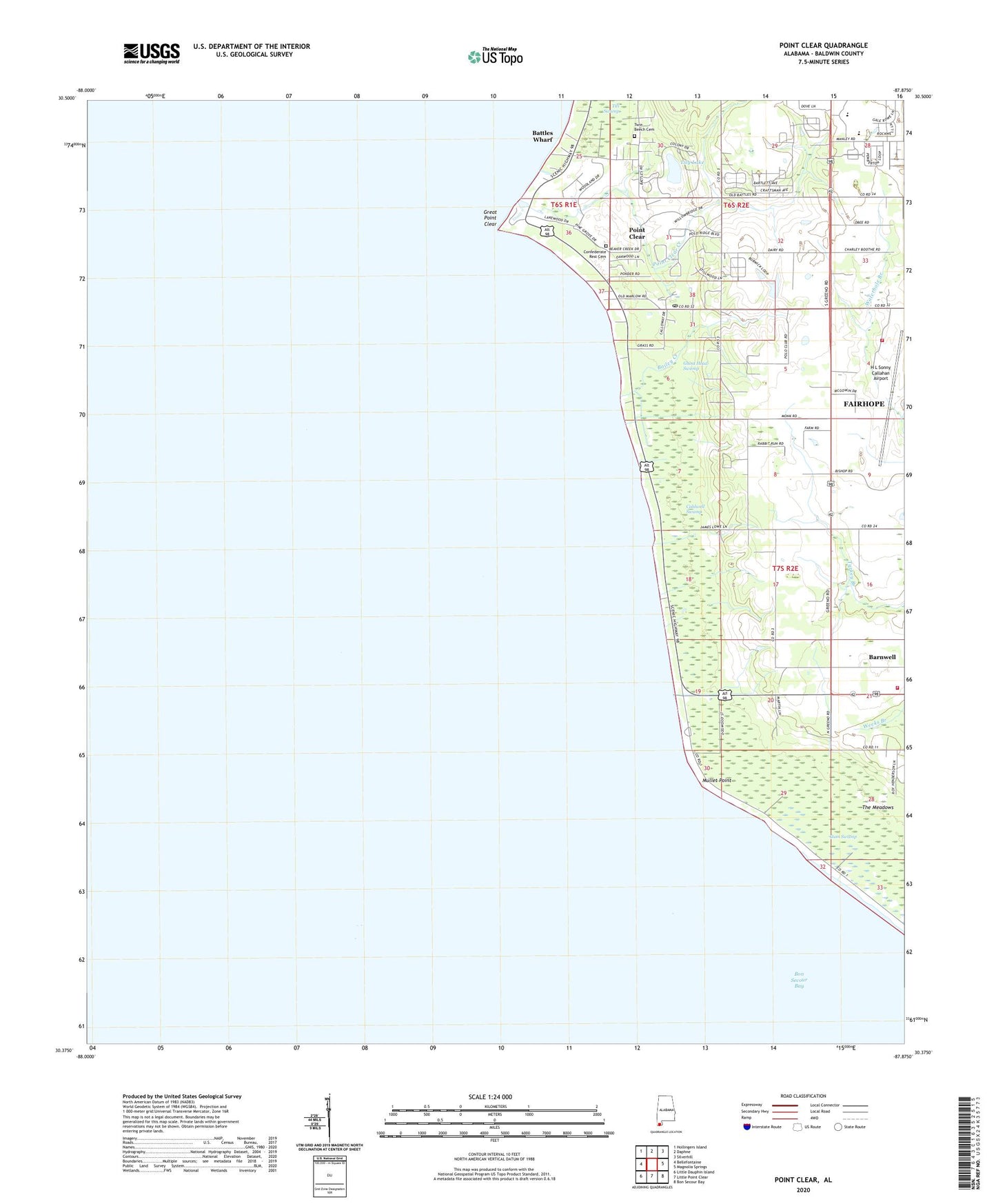 Point Clear Alabama US Topo Map Image