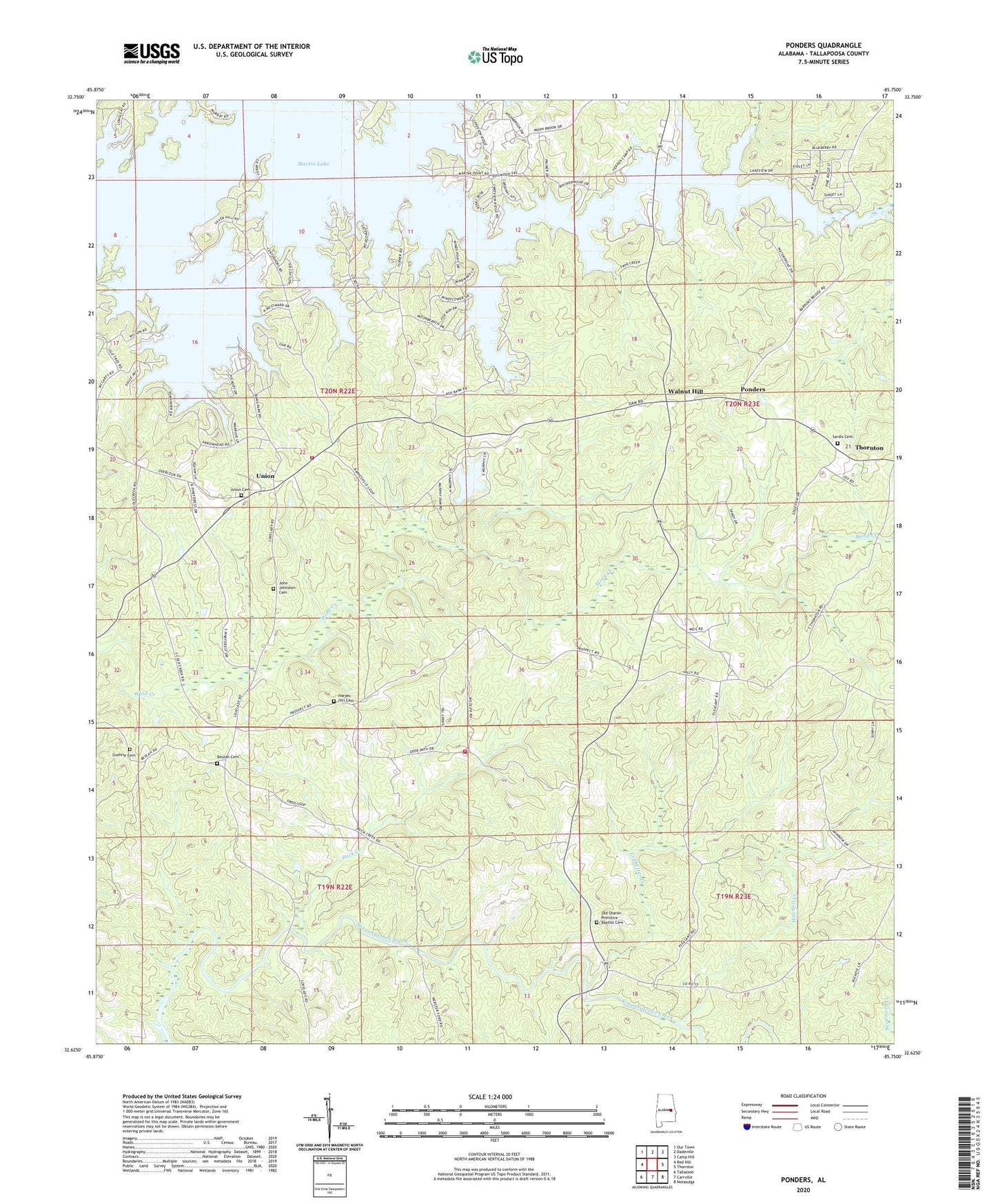 Ponders Alabama US Topo Map Image