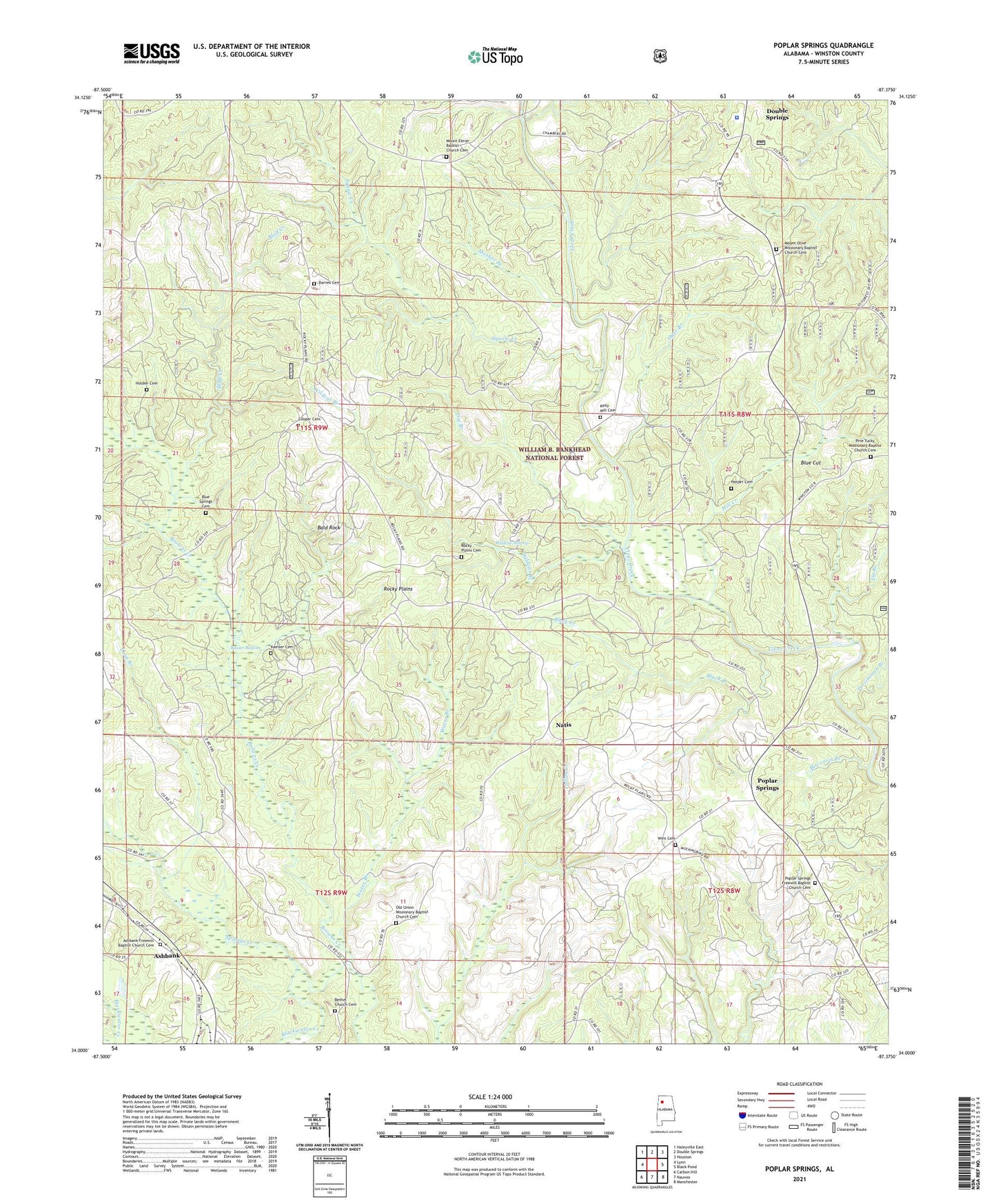 Poplar Springs Alabama US Topo Map Image