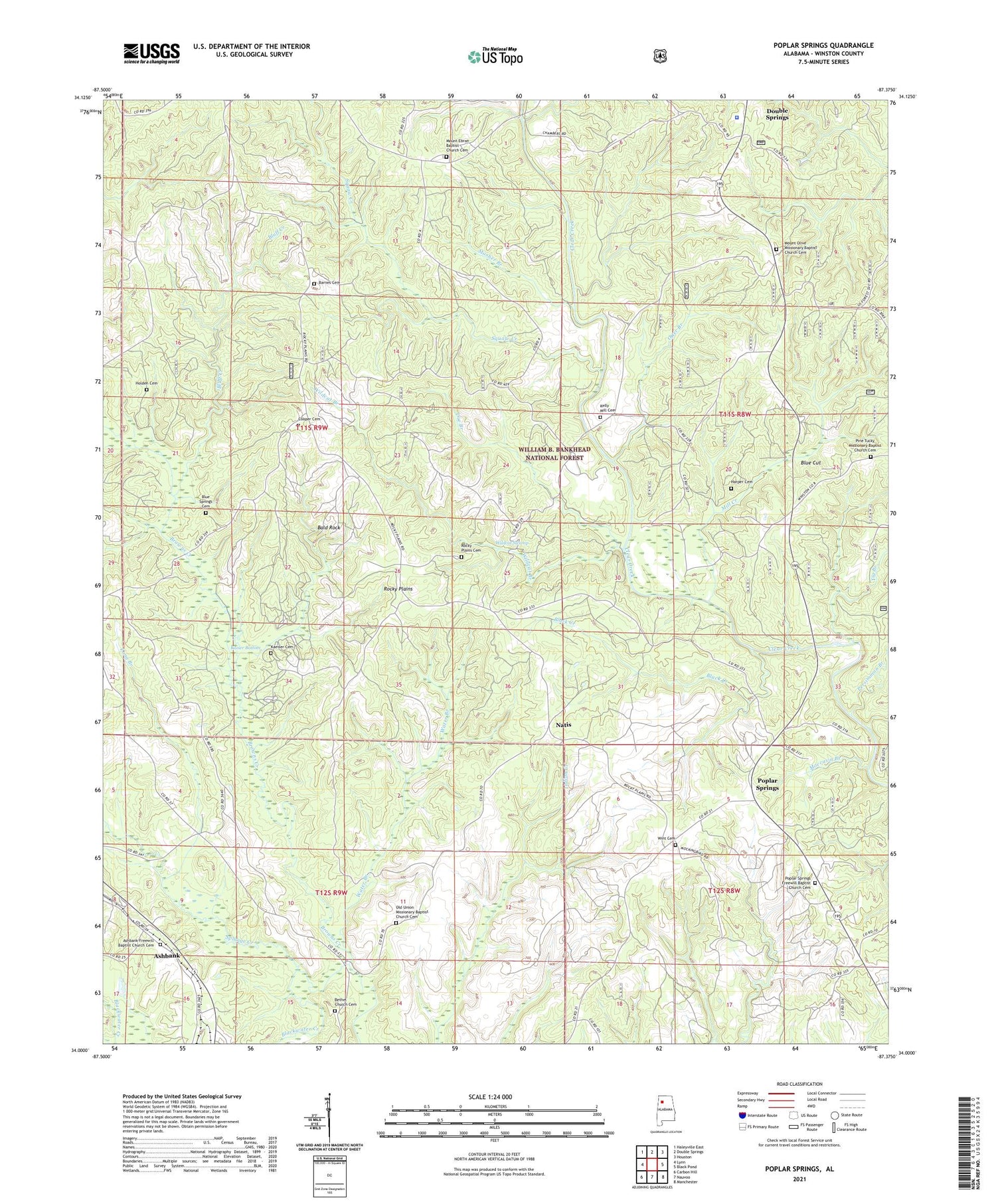 Poplar Springs Alabama US Topo Map Image