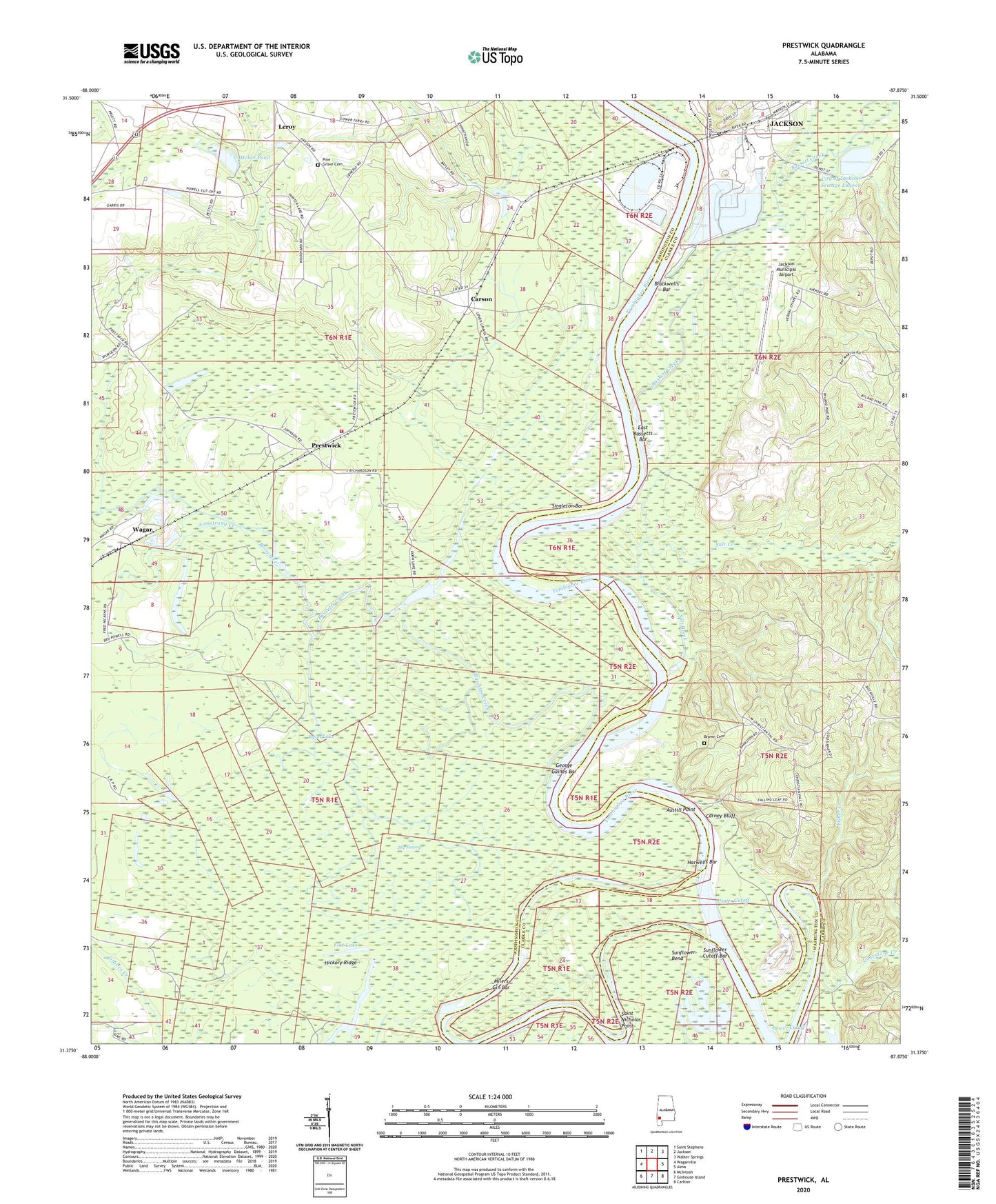 Prestwick Alabama US Topo Map Image