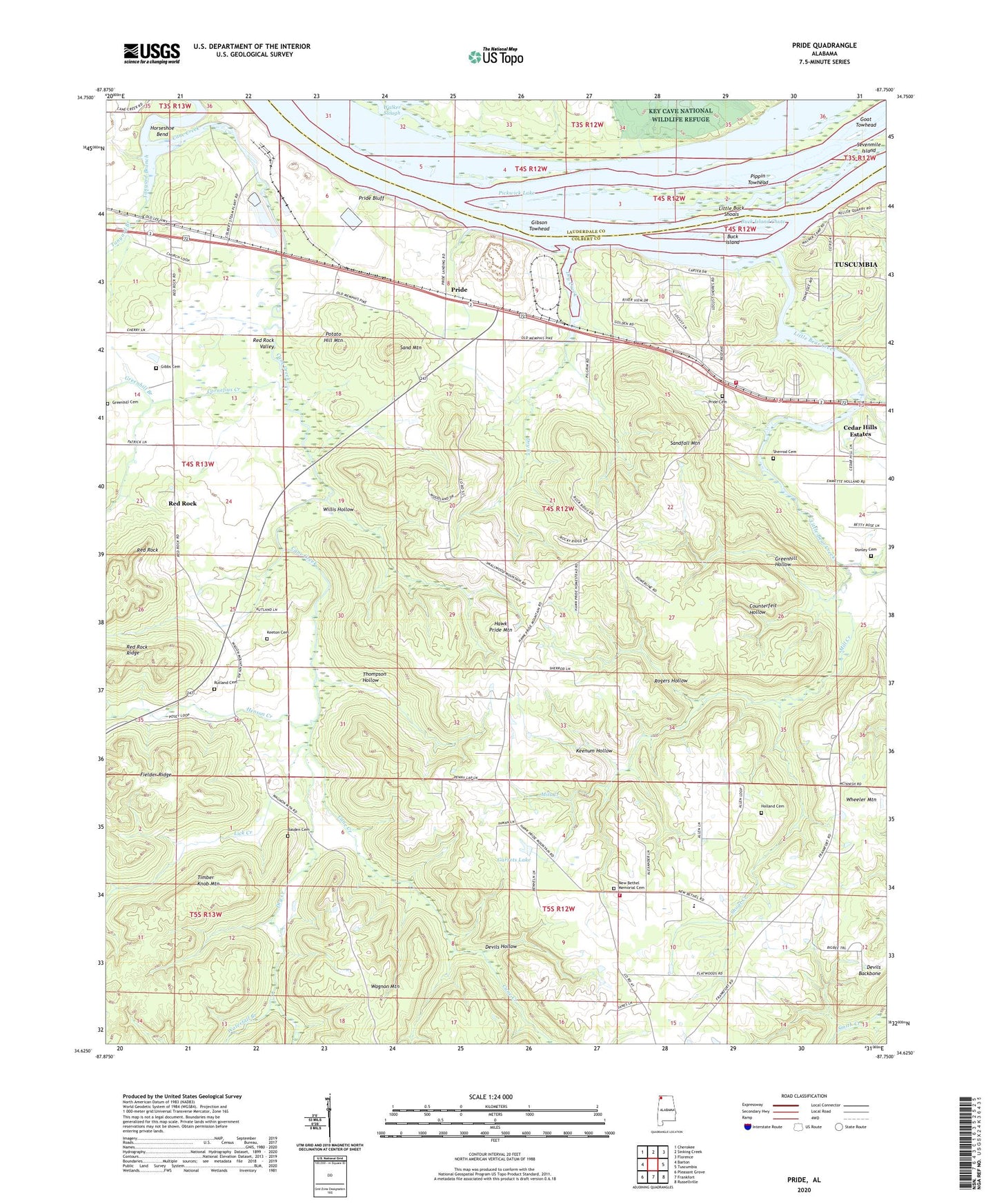 Pride Alabama US Topo Map Image
