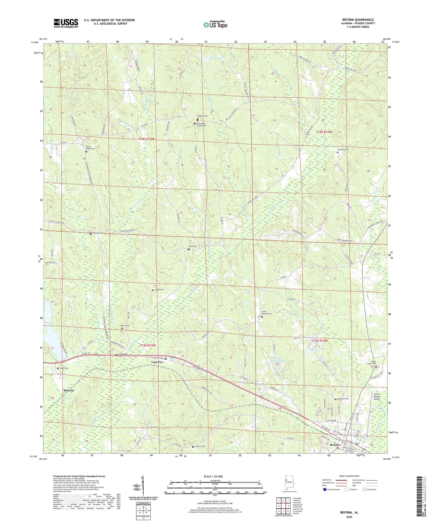 Reform Alabama US Topo Map Image