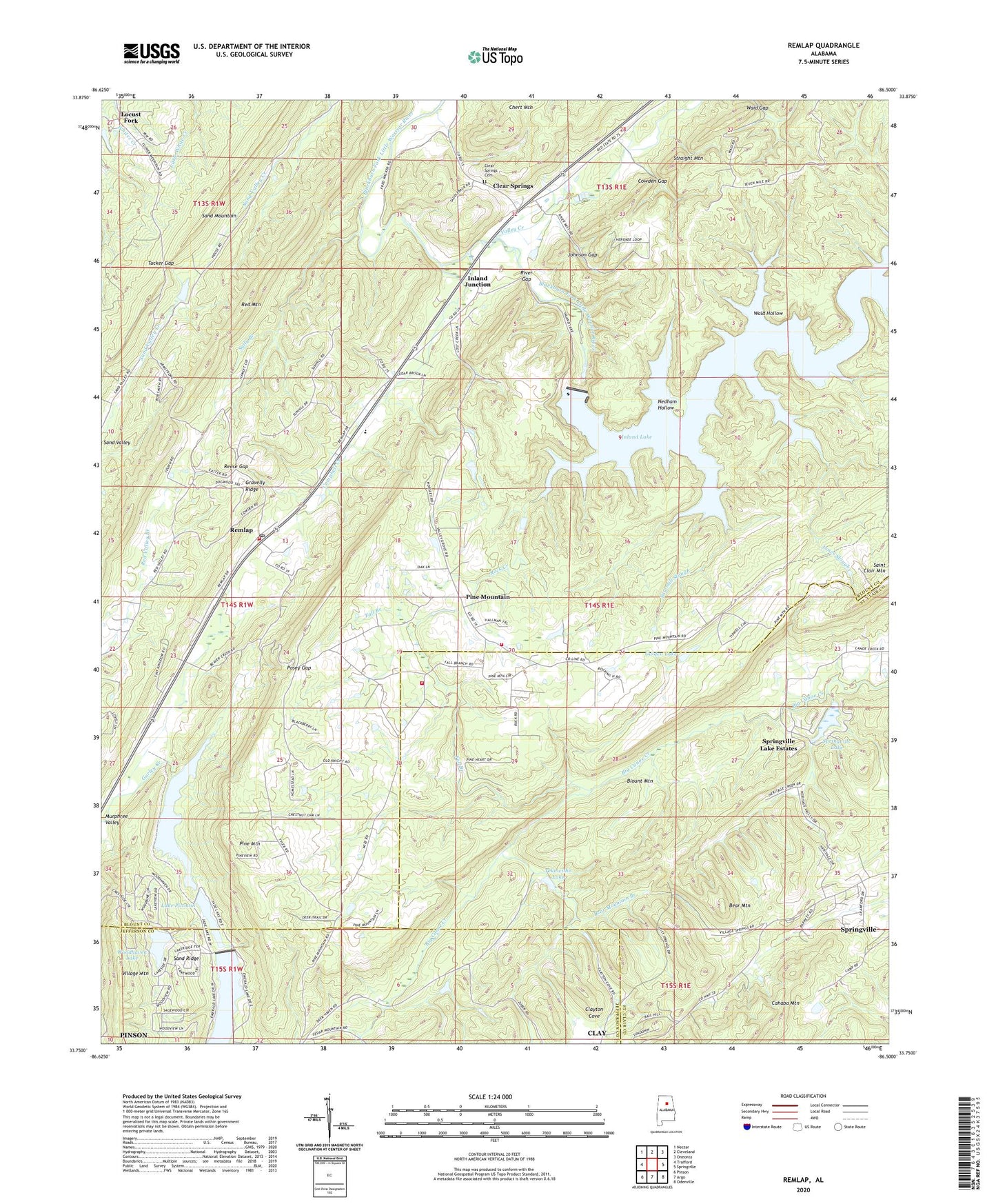 Remlap Alabama US Topo Map Image