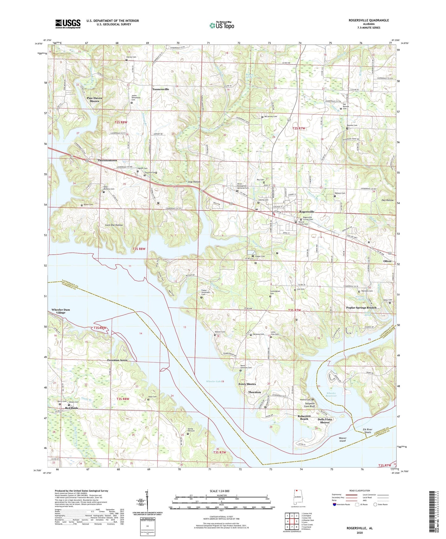 Rogersville Alabama US Topo Map Image