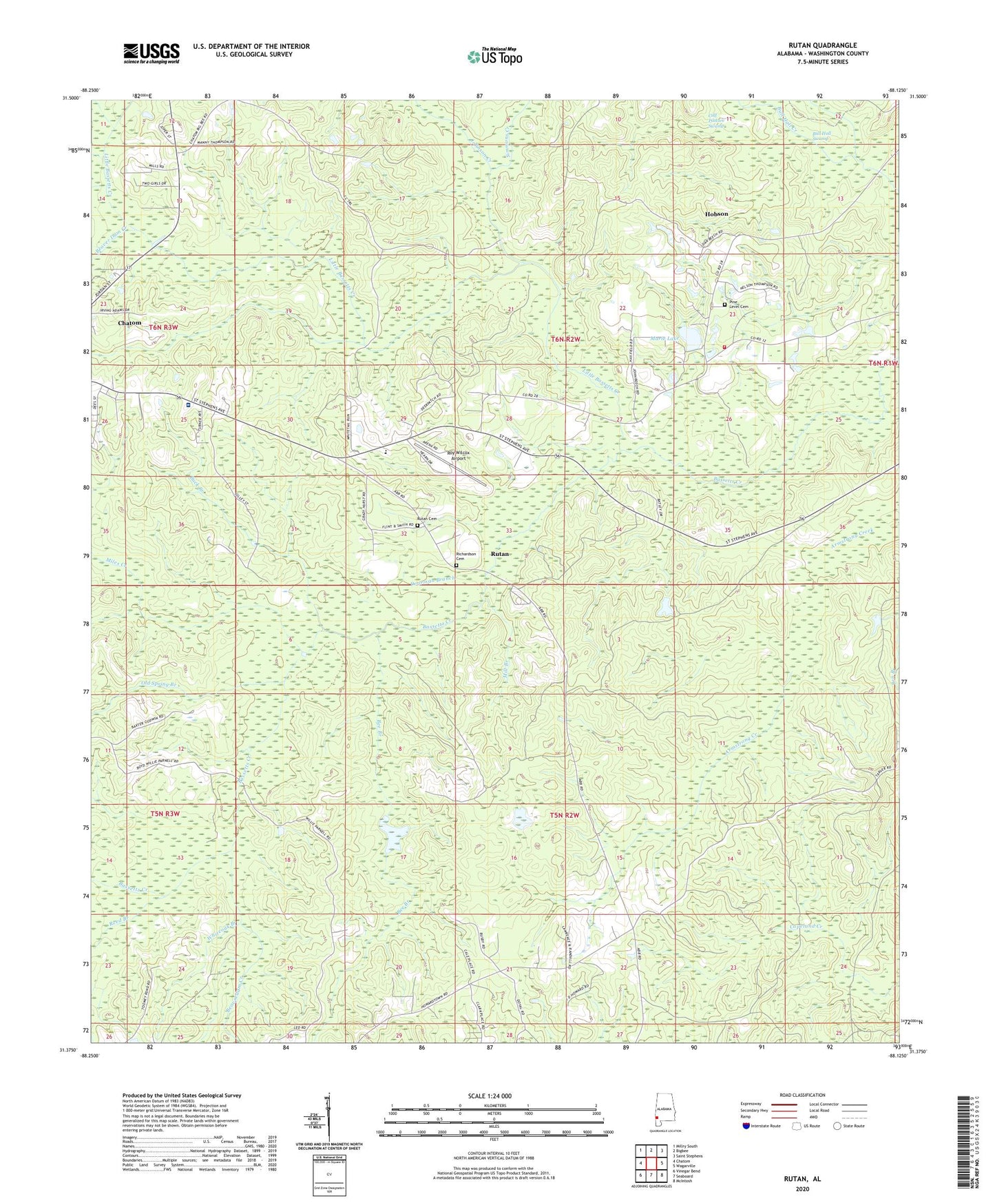 Rutan Alabama US Topo Map Image