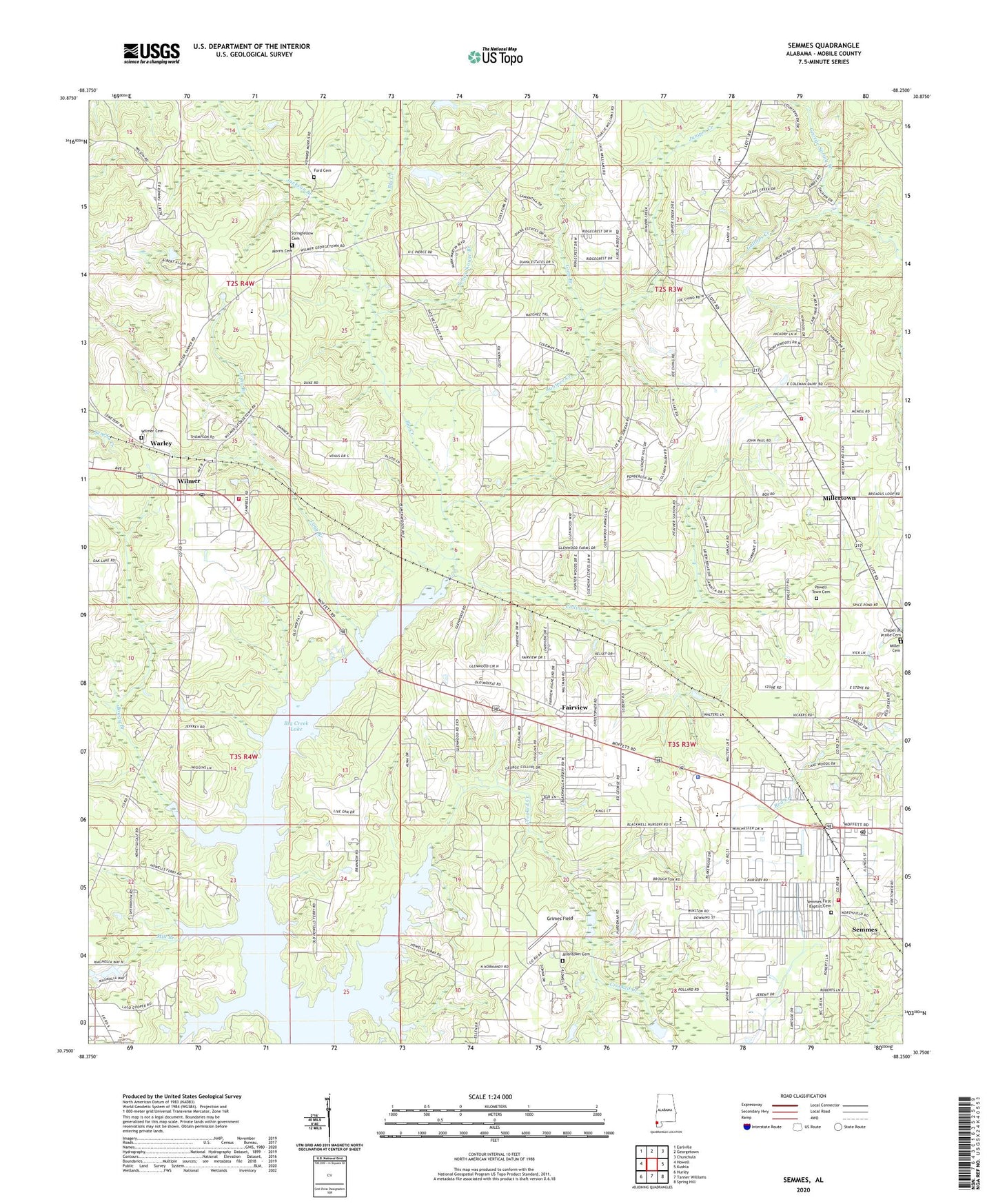 Semmes Alabama US Topo Map Image