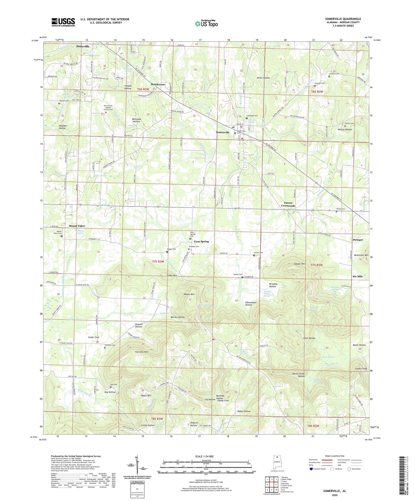 Somerville Alabama US Topo Map Image