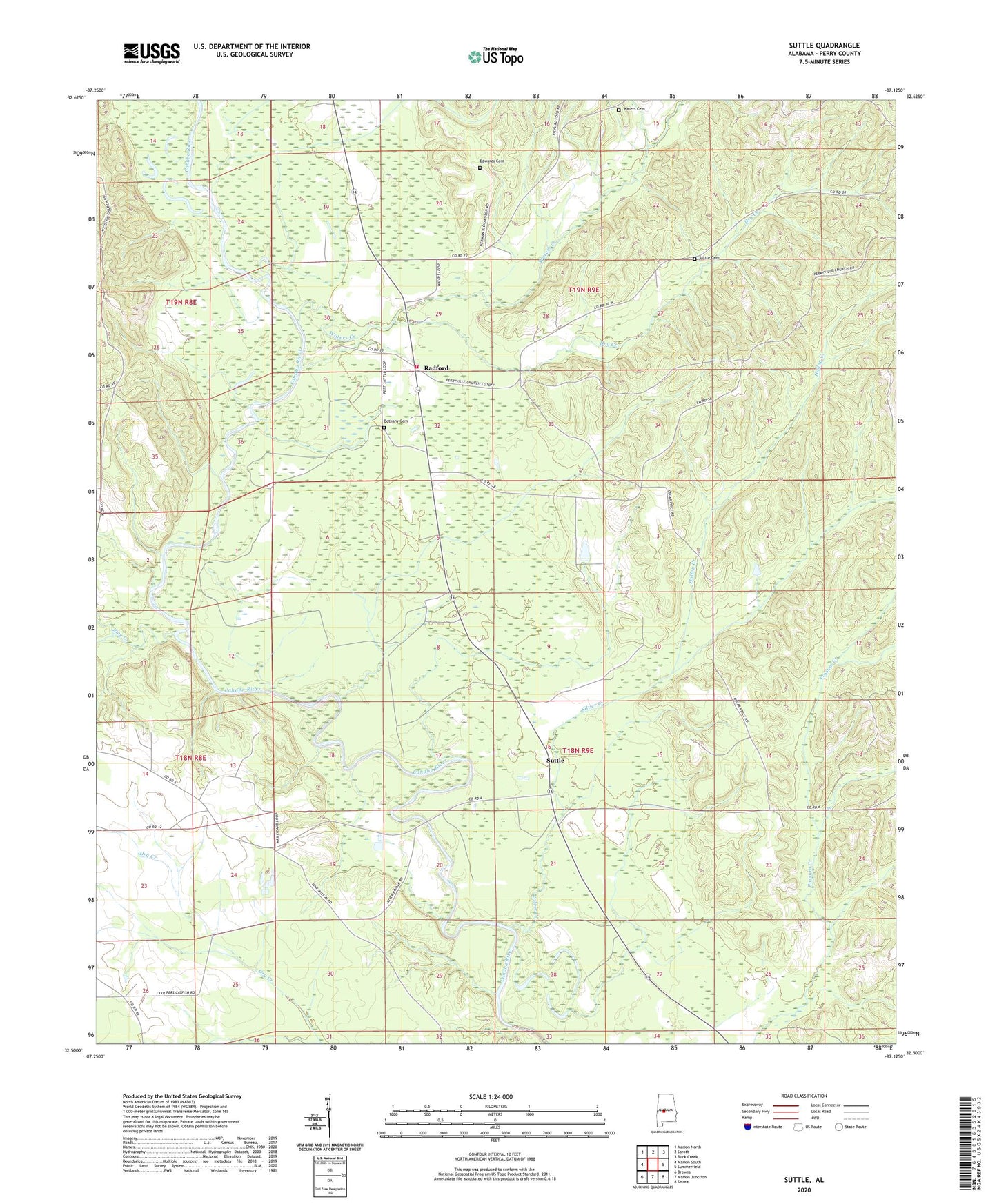 Suttle Alabama US Topo Map Image