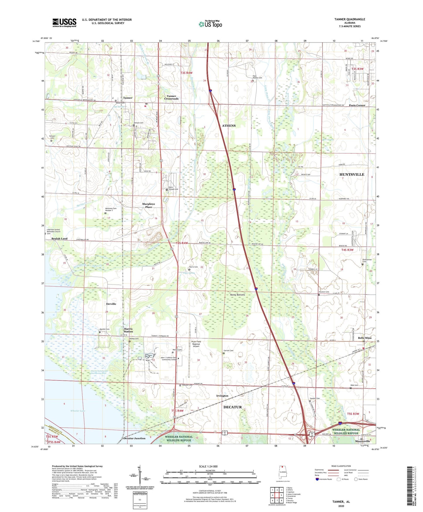 Tanner Alabama US Topo Map Image