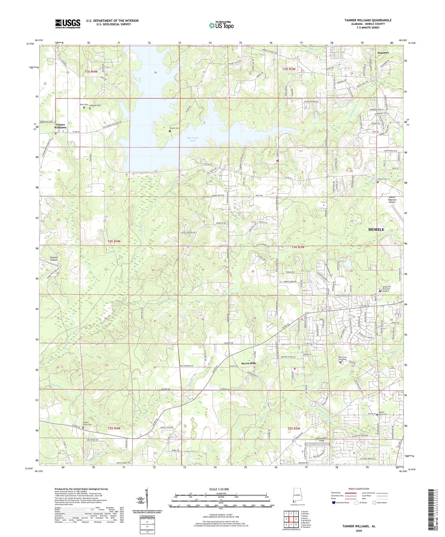 Tanner Williams Alabama US Topo Map Image