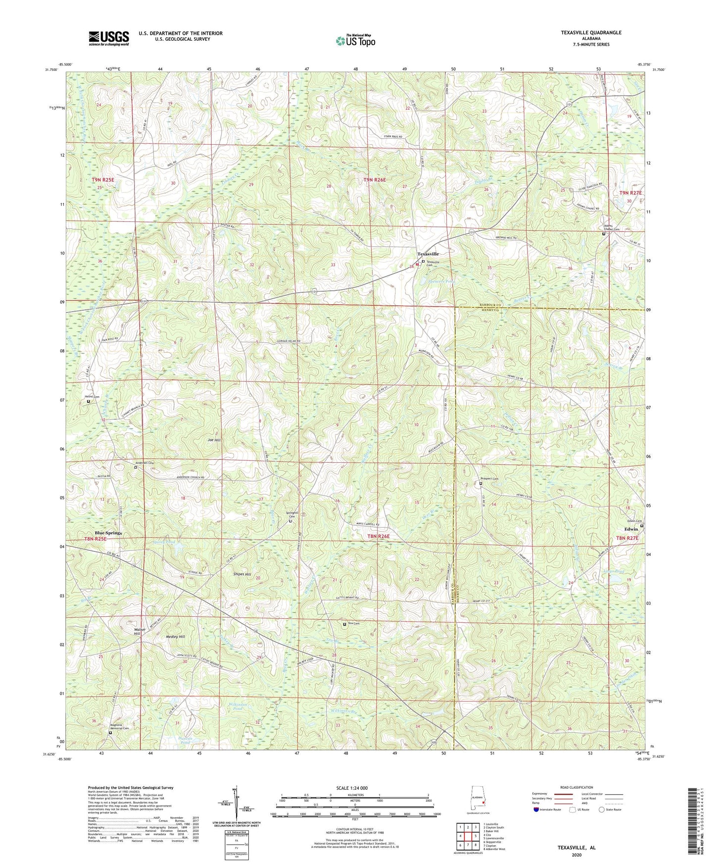 Texasville Alabama US Topo Map Image