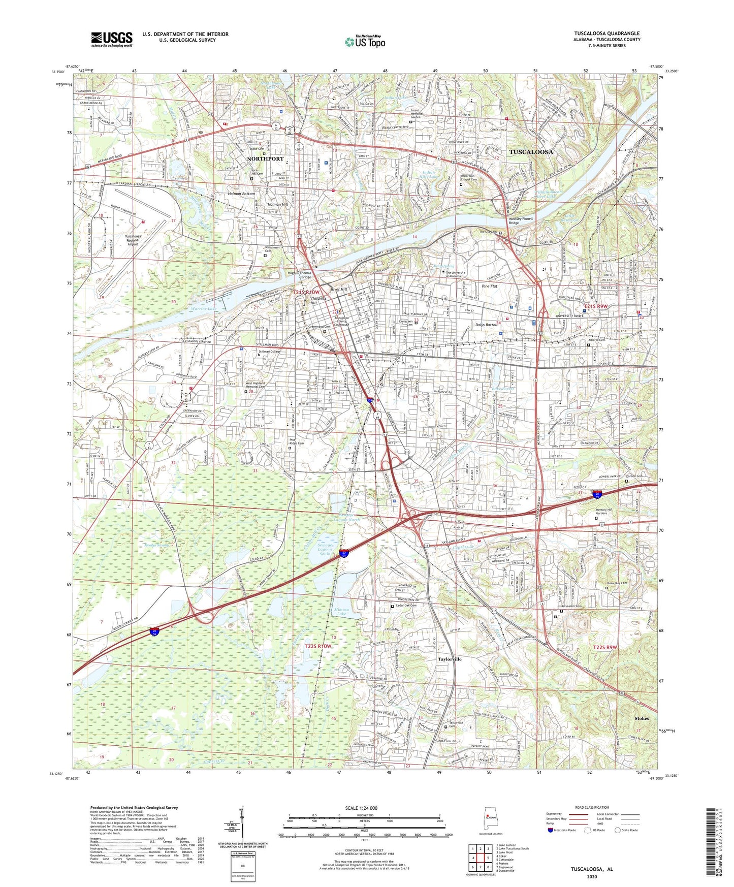 Tuscaloosa Alabama US Topo Map Image