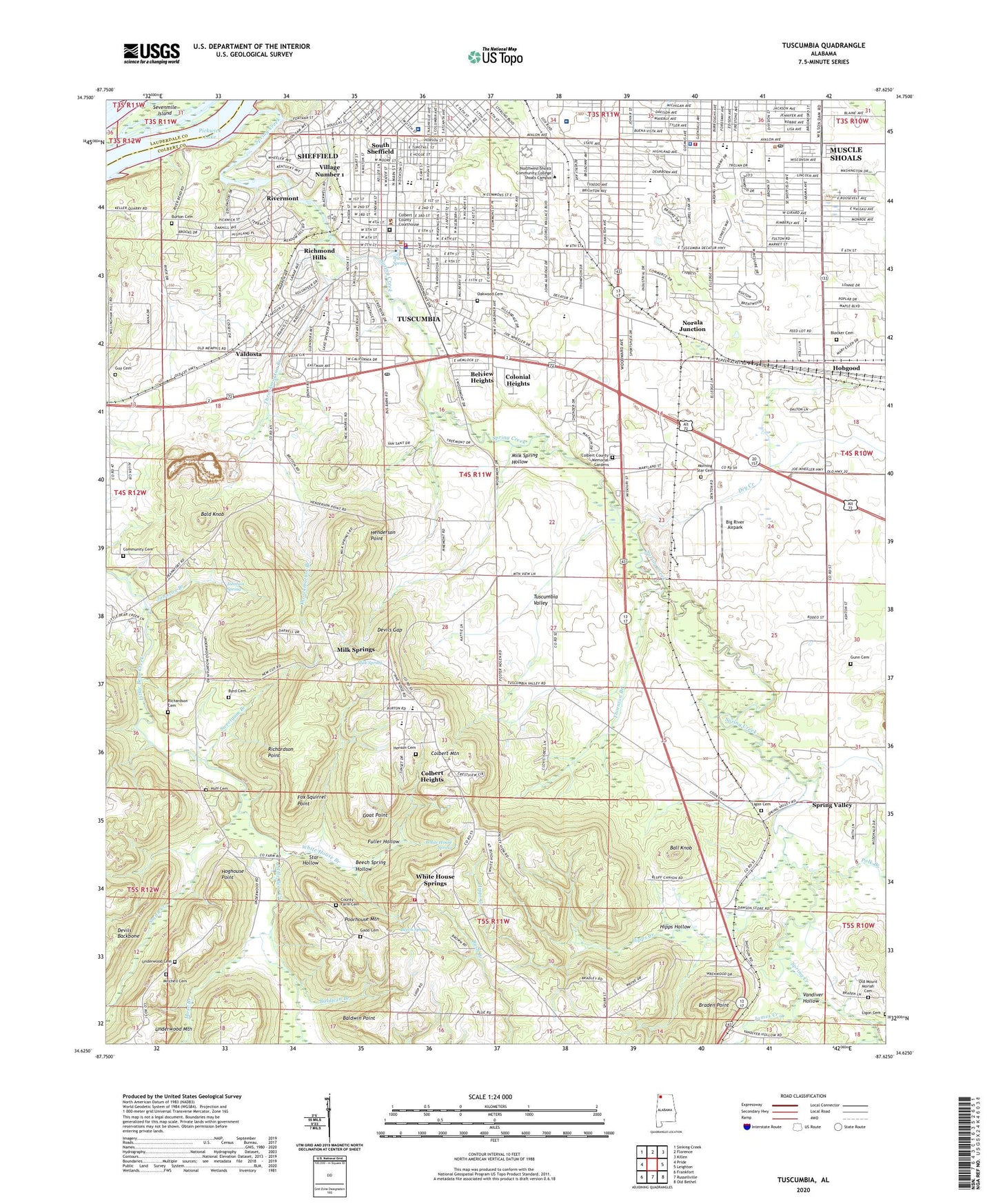 Tuscumbia Alabama US Topo Map Image