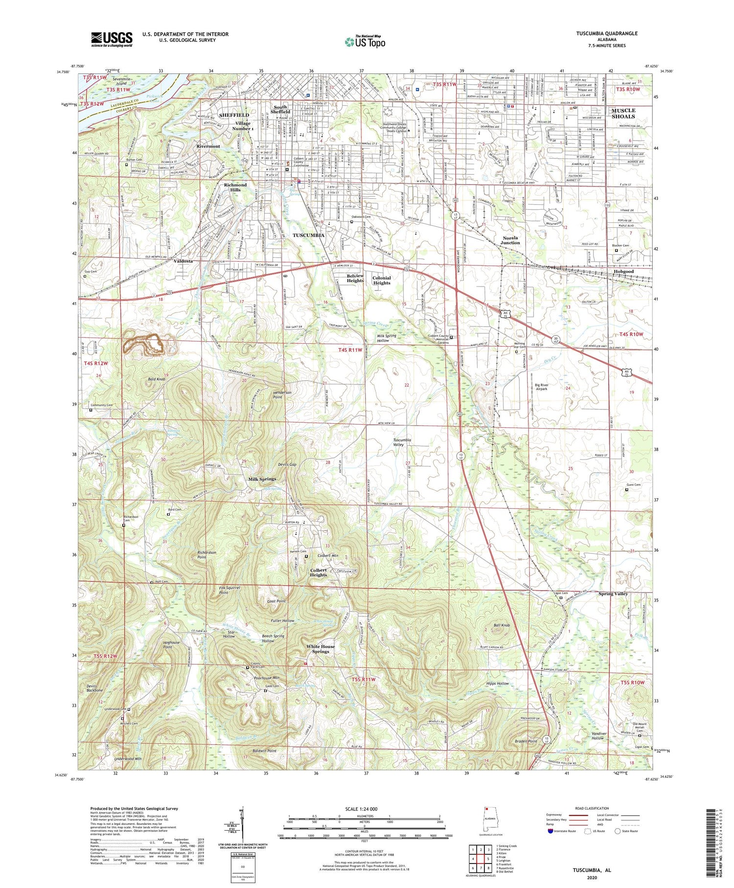 Tuscumbia Alabama US Topo Map Image