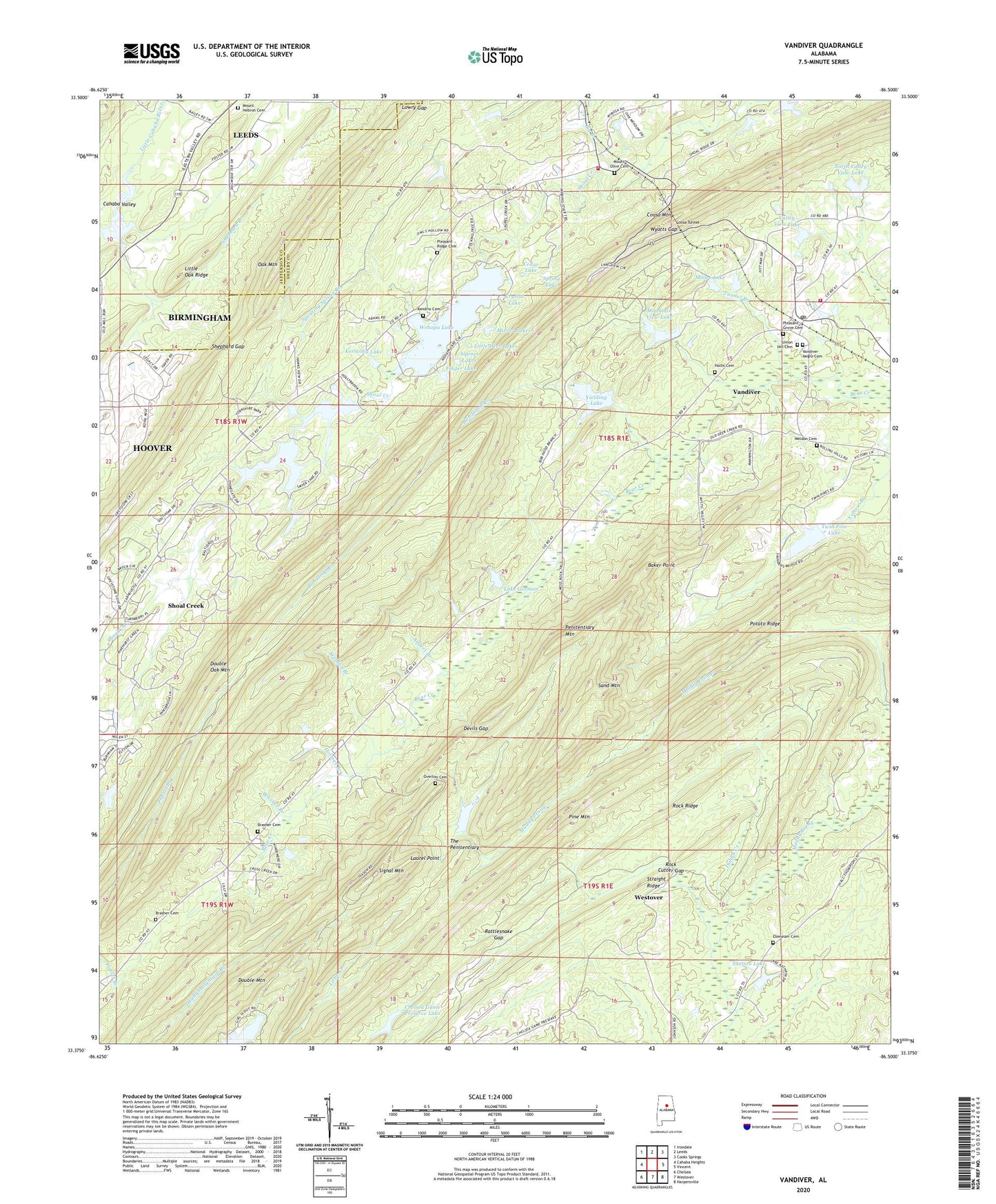 Vandiver Alabama US Topo Map Image