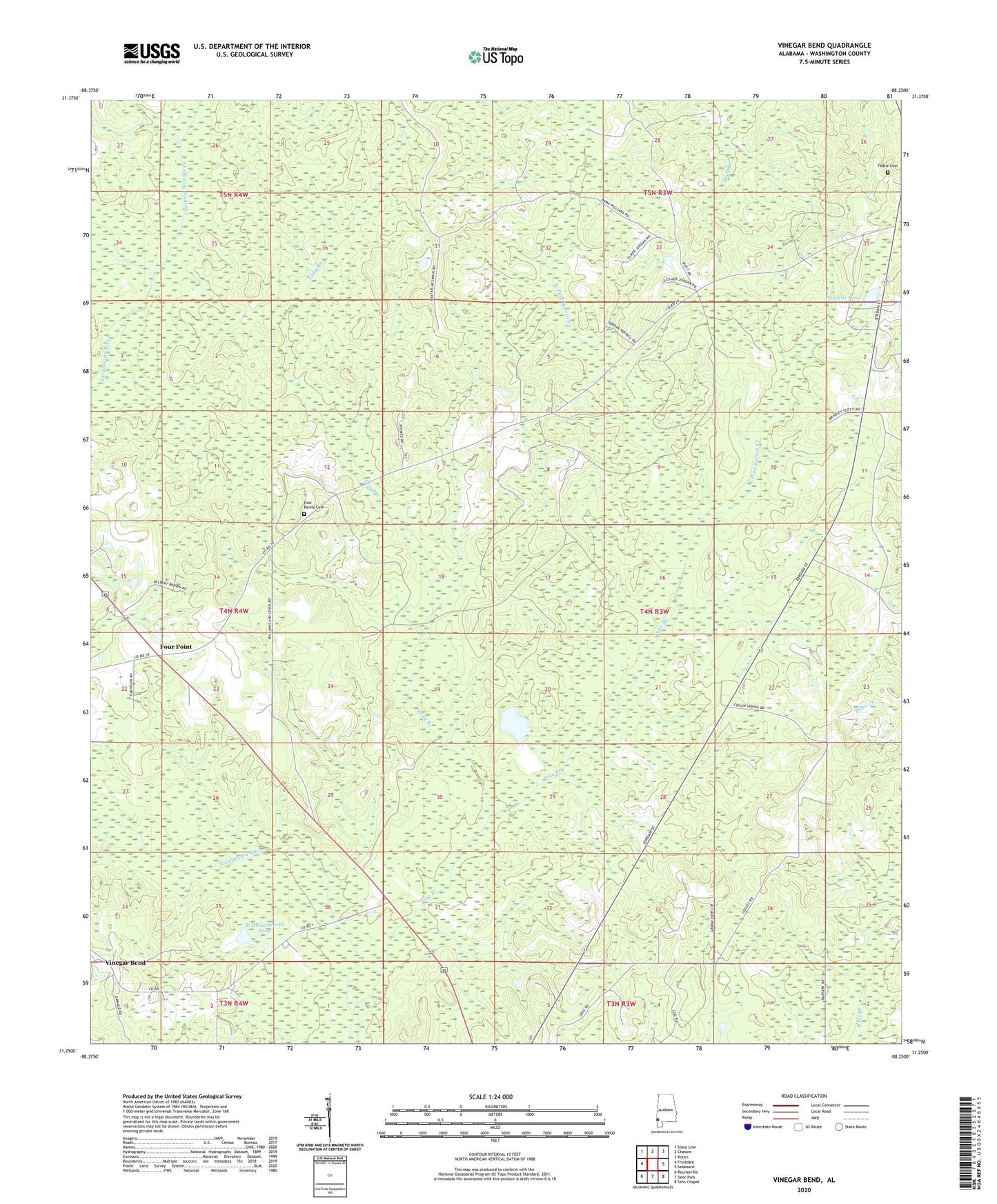 Vinegar Bend Alabama US Topo Map Image