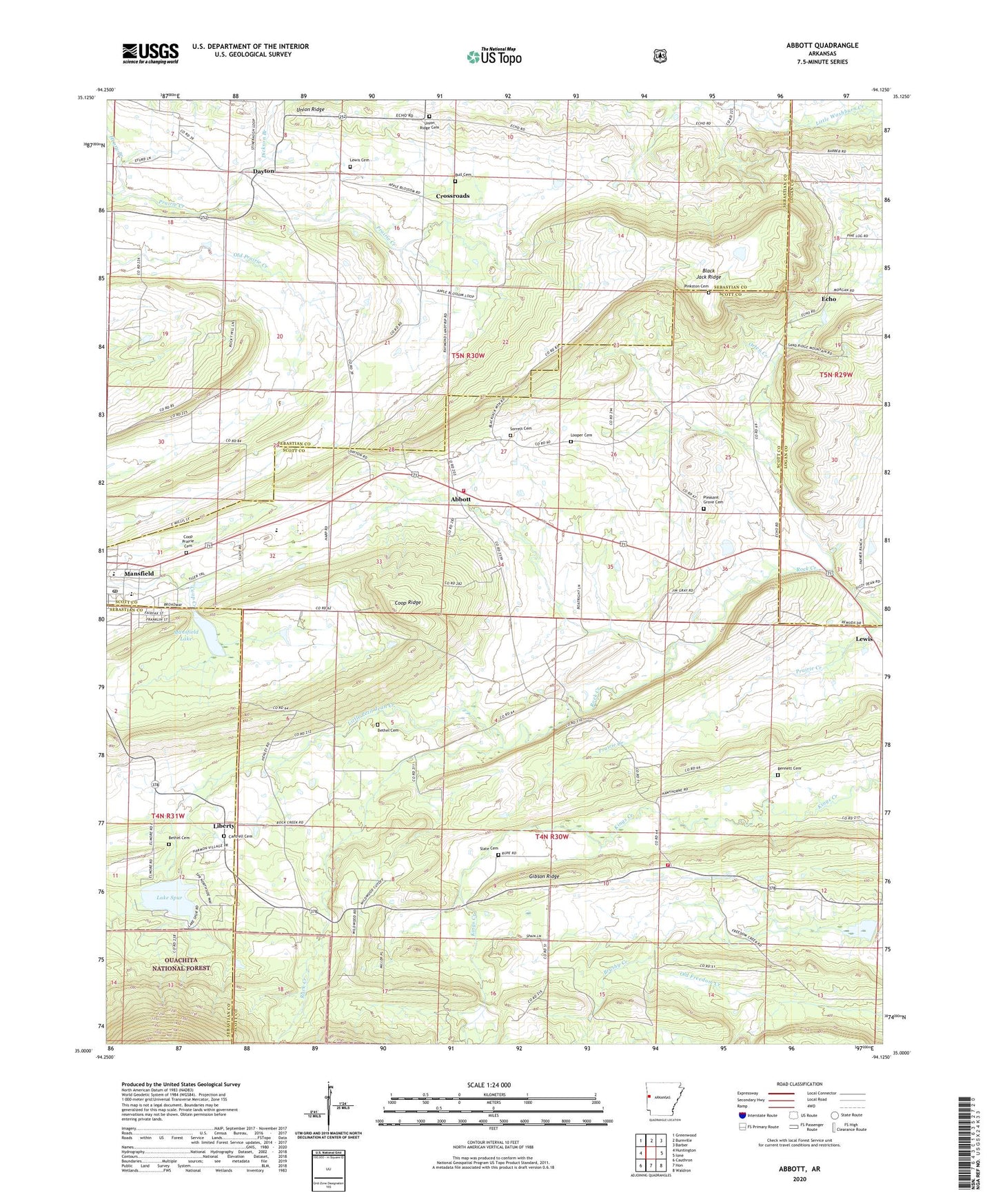 Abbott Arkansas US Topo Map Image