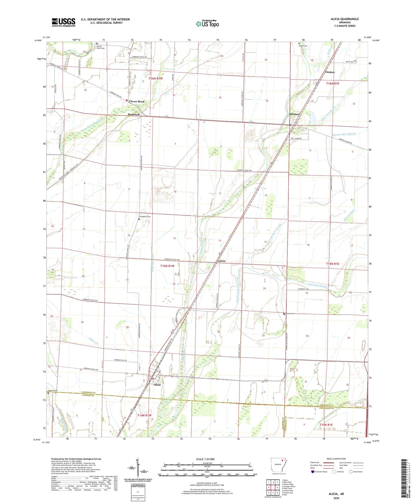 Alicia Arkansas US Topo Map Image