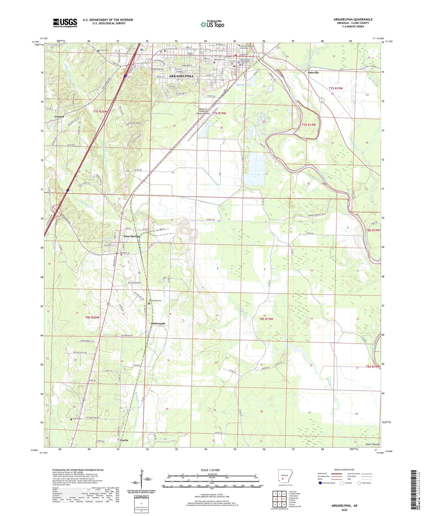 Arkadelphia Arkansas US Topo Map Image