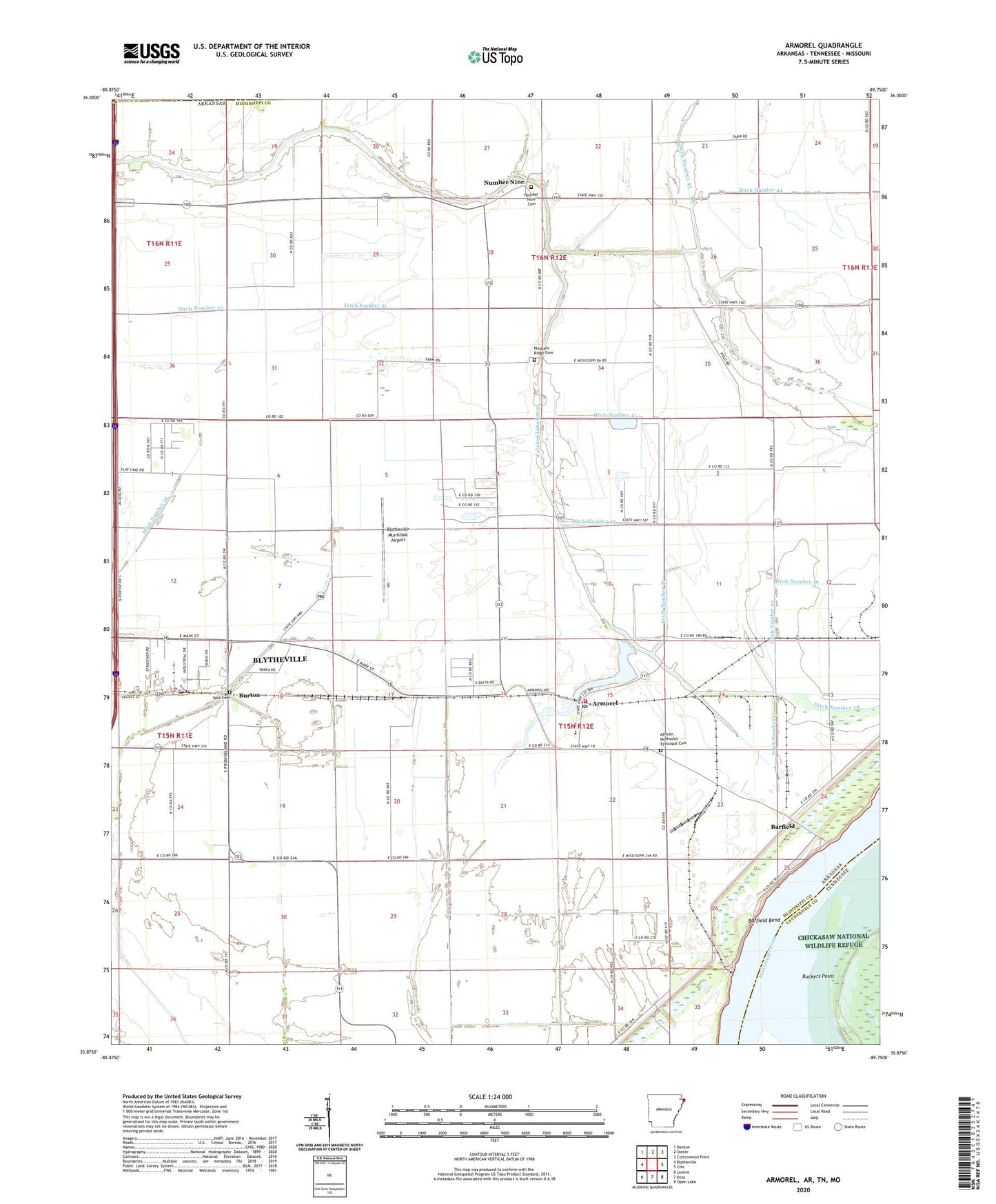 Armorel Arkansas US Topo Map Image