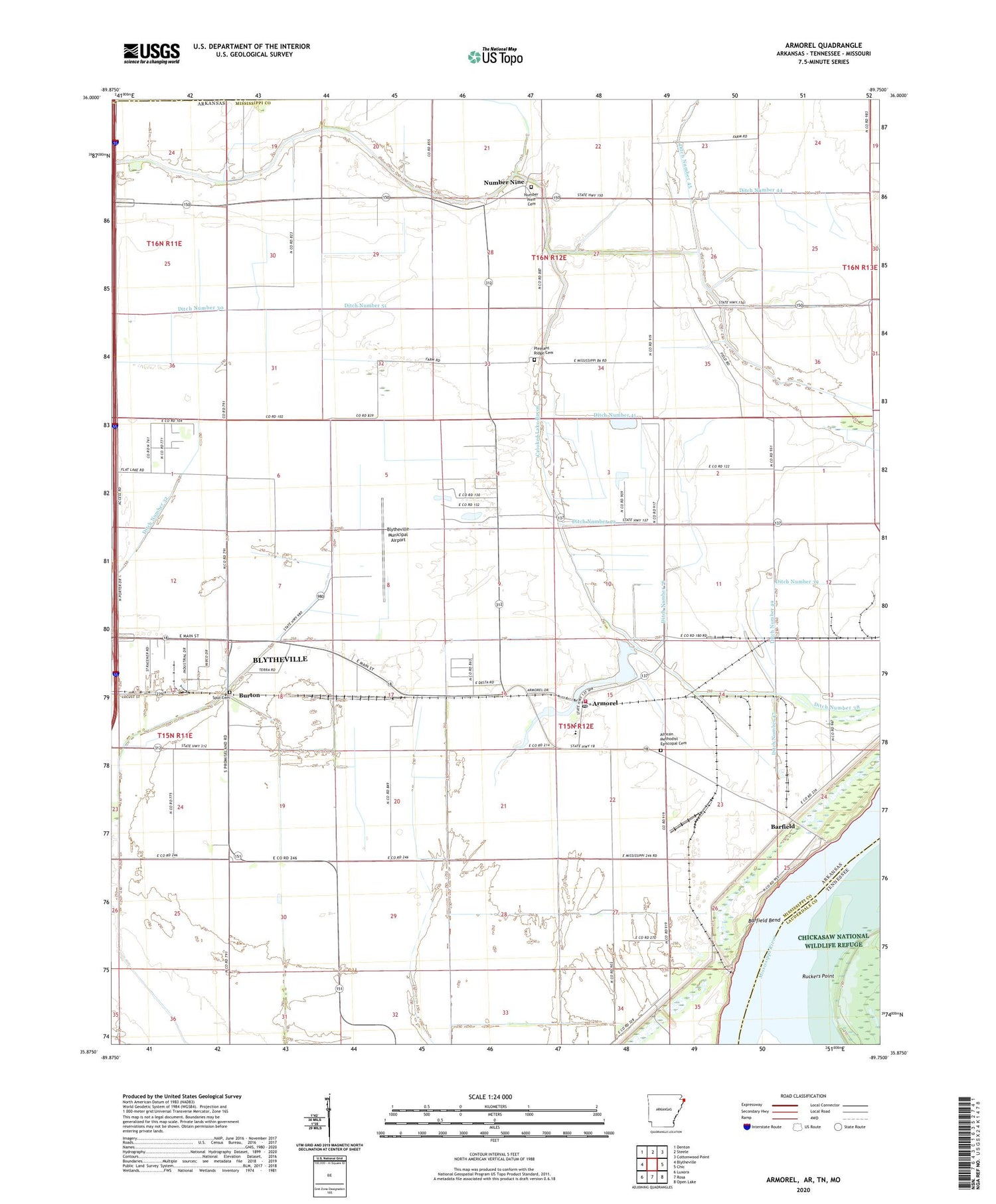 Armorel Arkansas US Topo Map Image