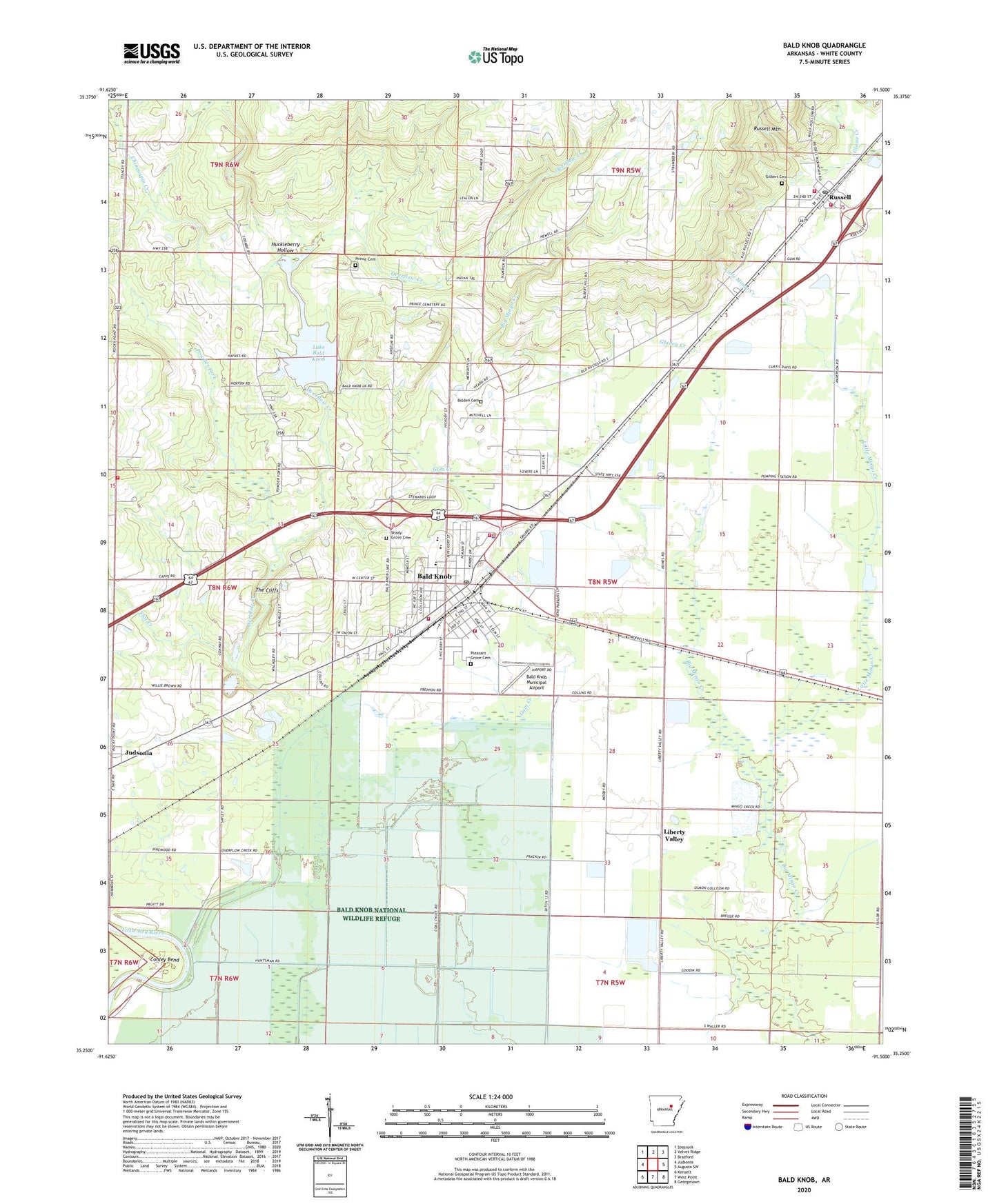 Bald Knob Arkansas US Topo Map Image