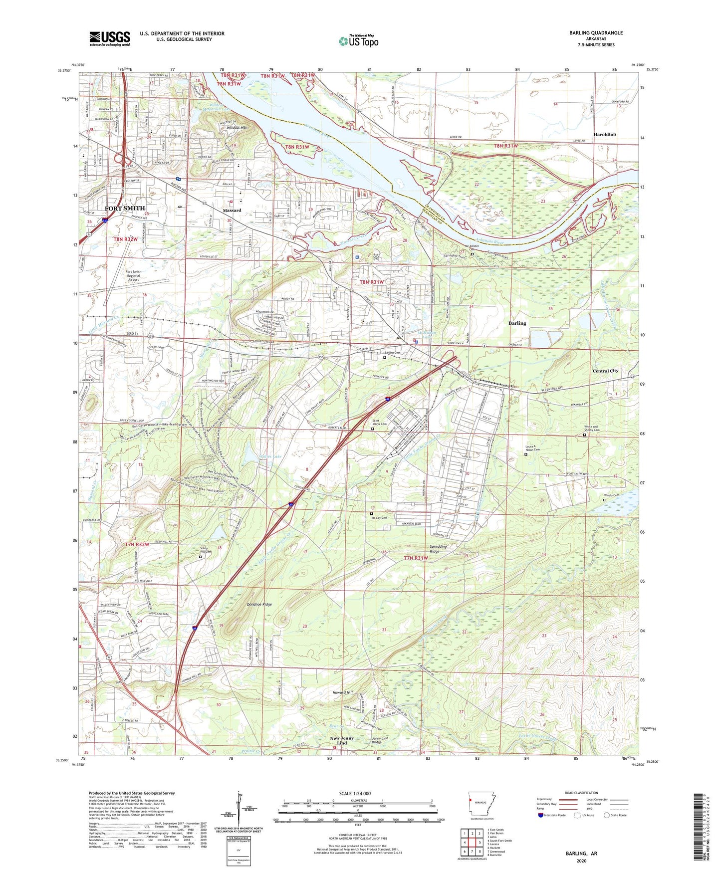 Barling Arkansas US Topo Map Image