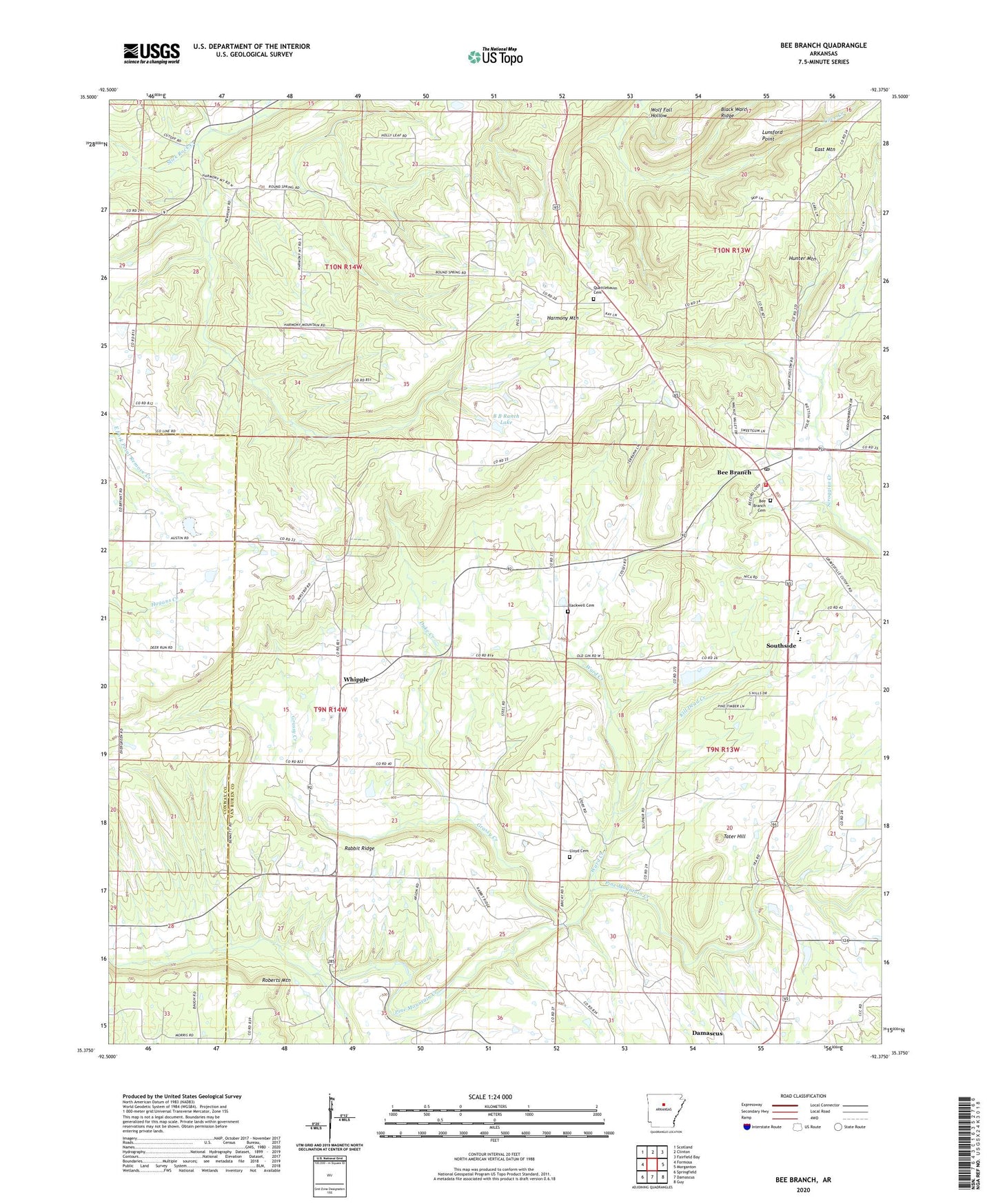 Bee Branch Arkansas US Topo Map Image