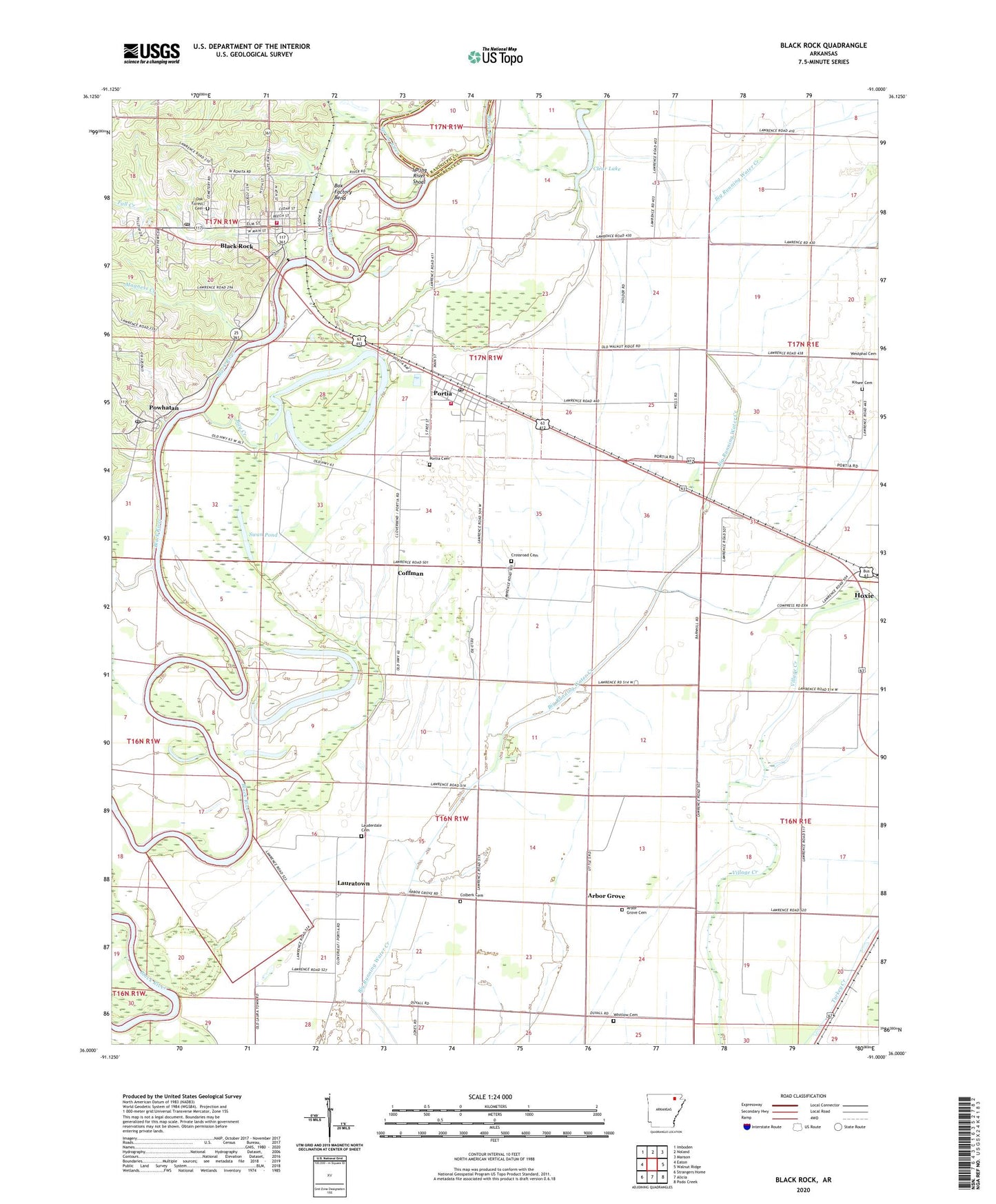 Black Rock Arkansas US Topo Map Image