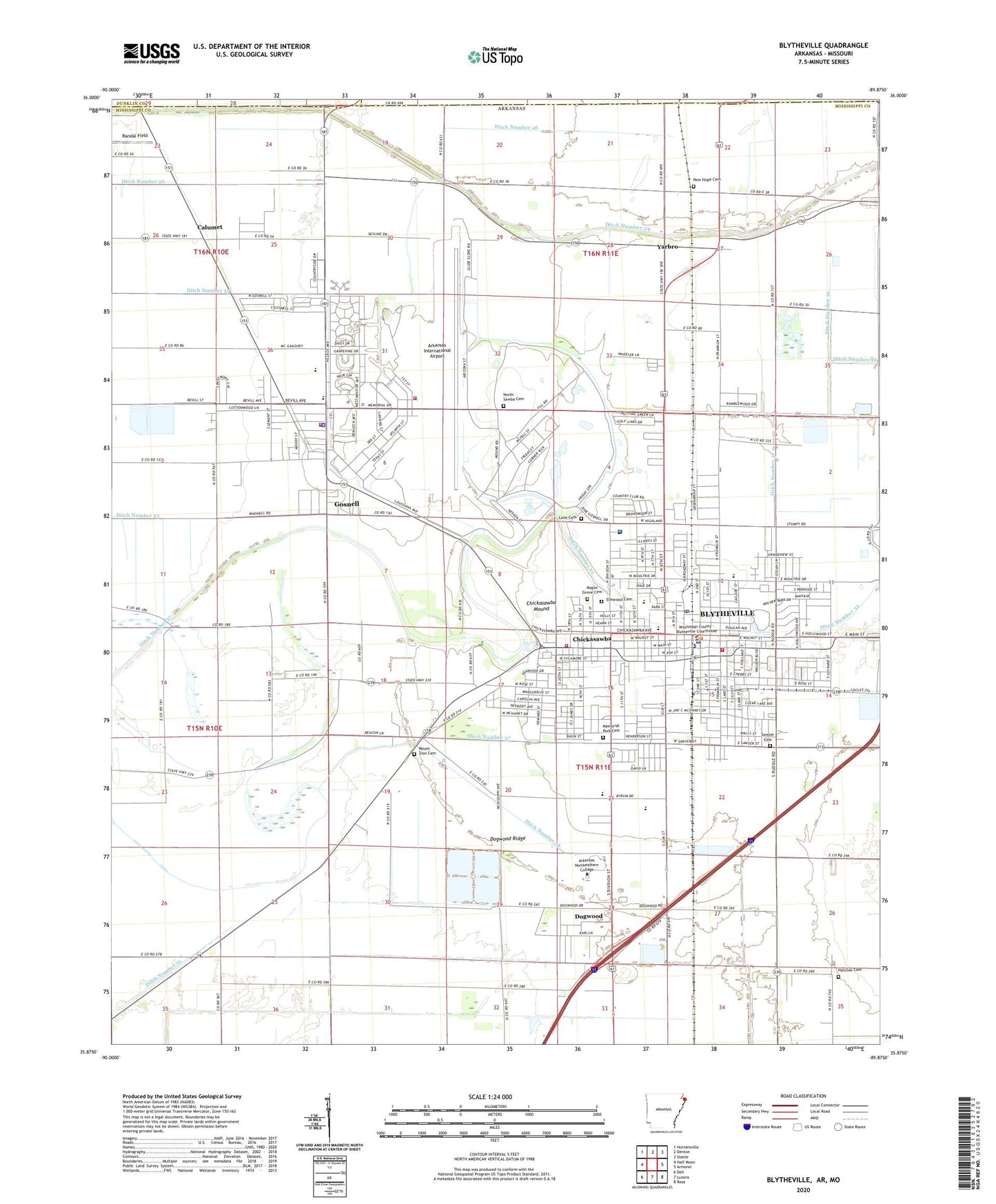 Blytheville Arkansas US Topo Map Image