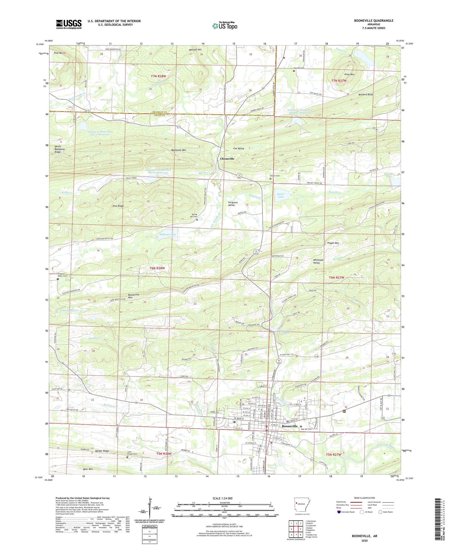 Booneville Arkansas US Topo Map Image
