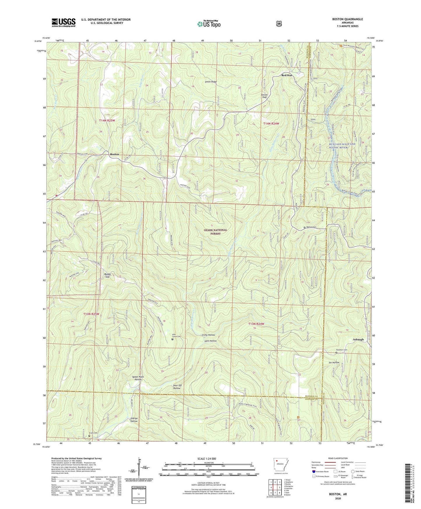 Boston Arkansas US Topo Map Image