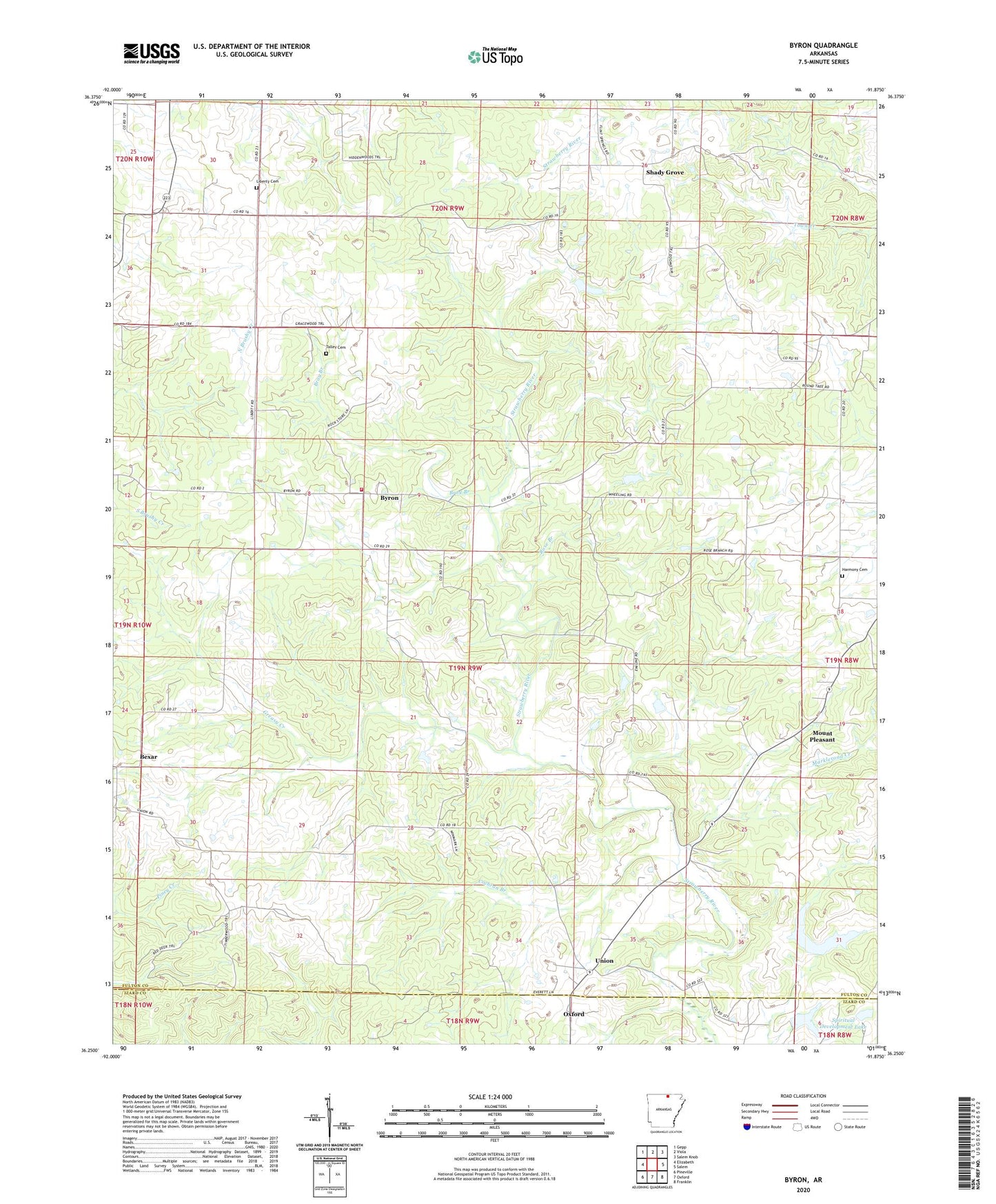 Byron Arkansas US Topo Map Image