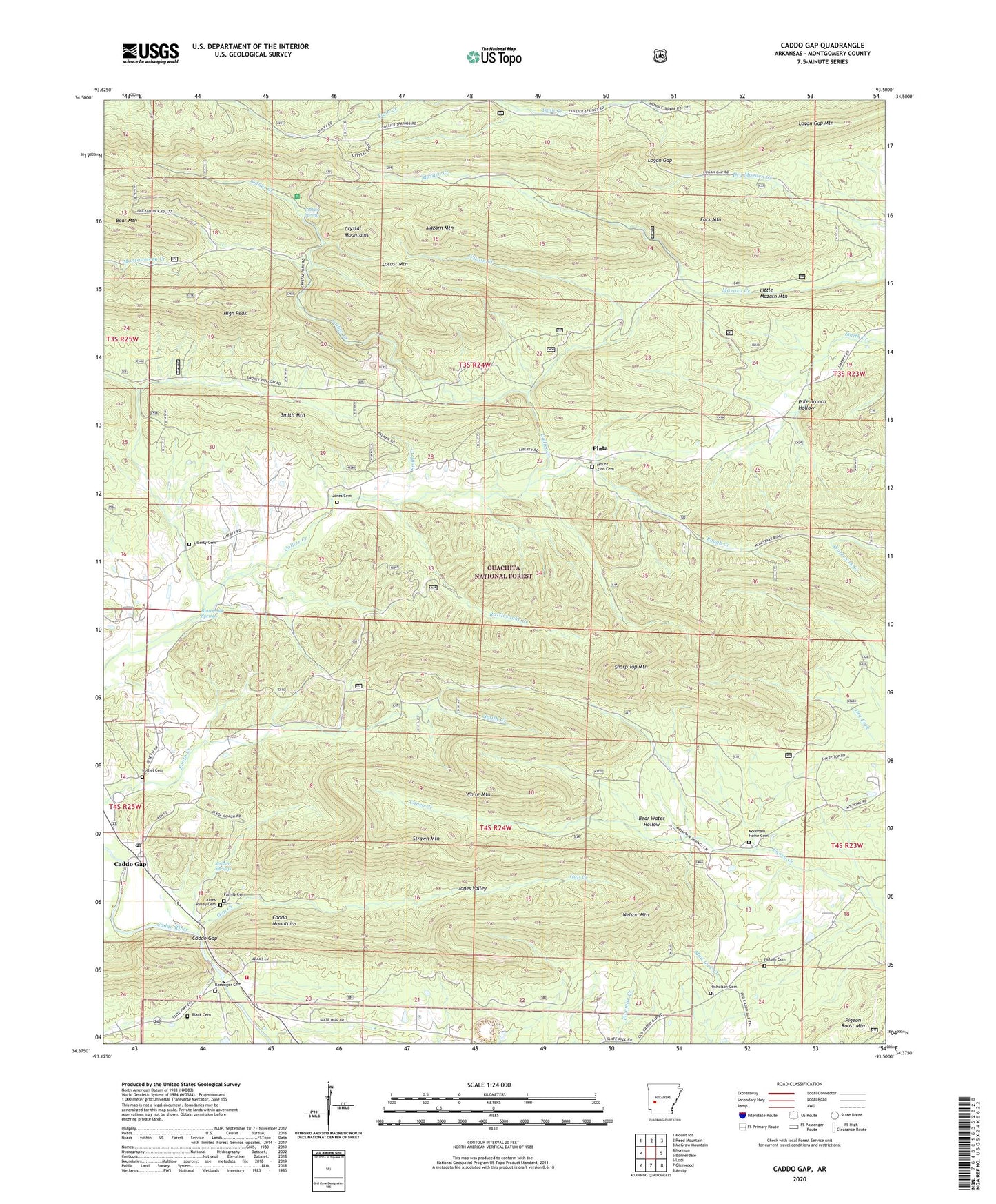 Caddo Gap Arkansas US Topo Map Image
