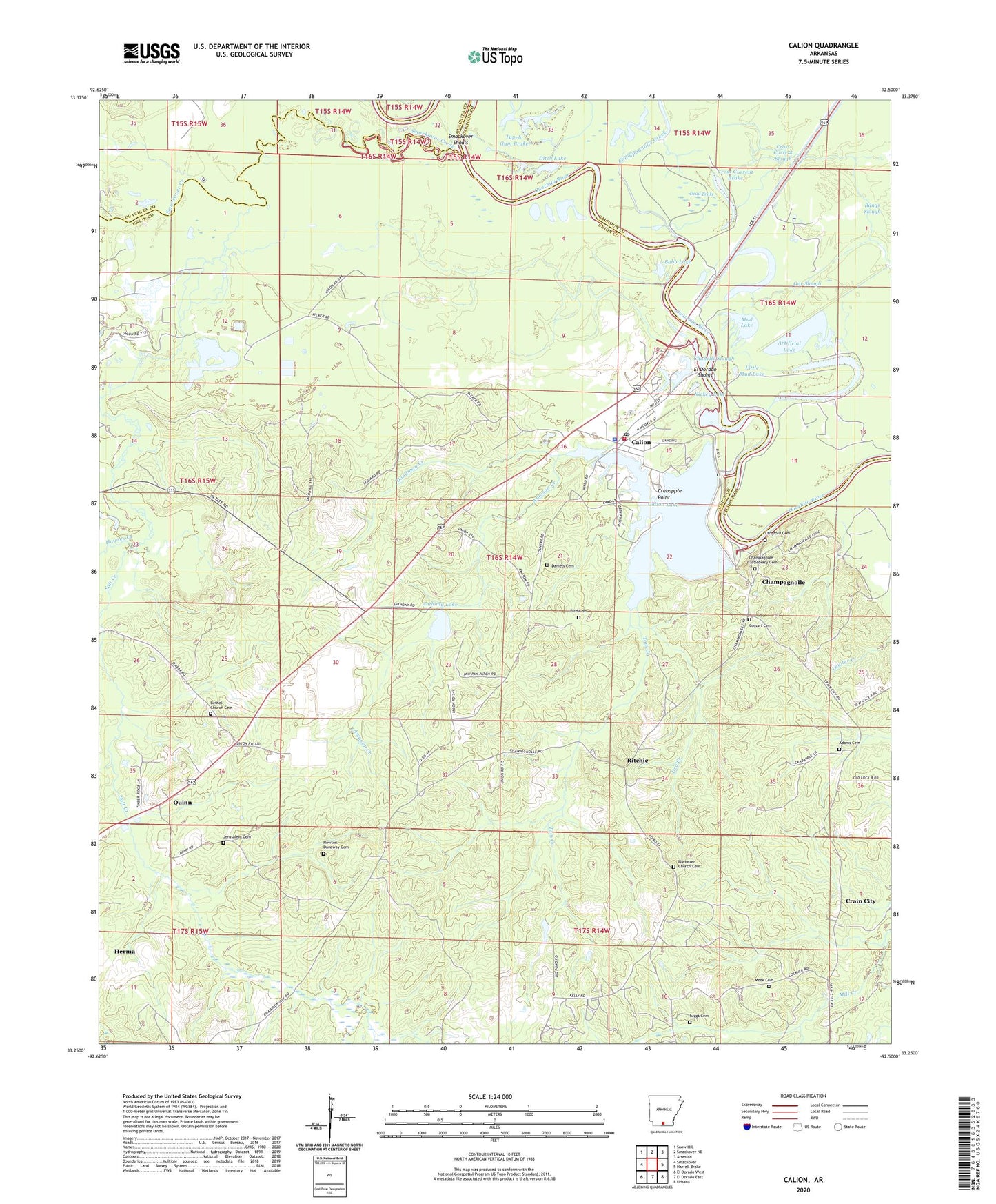 Calion Arkansas US Topo Map Image