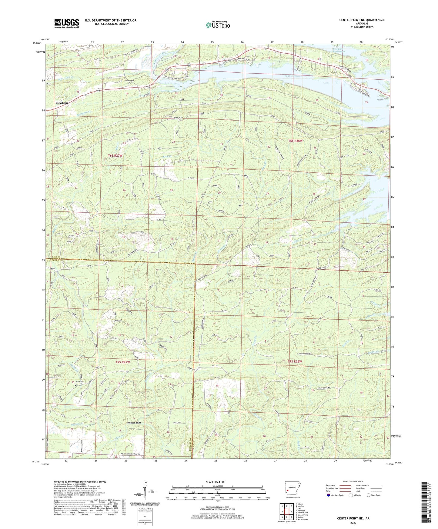 Center Point NE Arkansas US Topo Map Image
