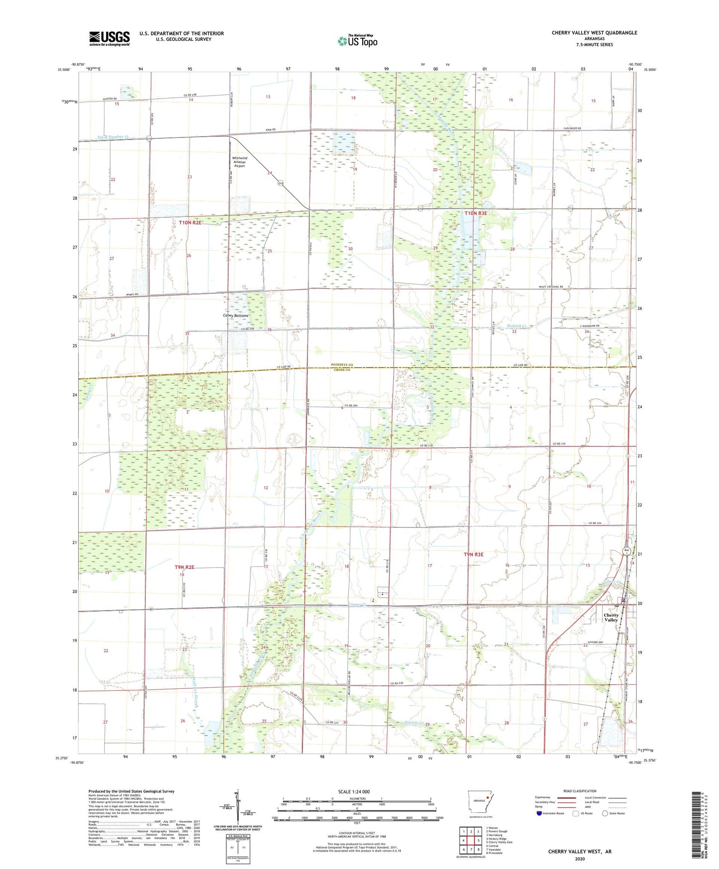 Cherry Valley West Arkansas US Topo Map Image