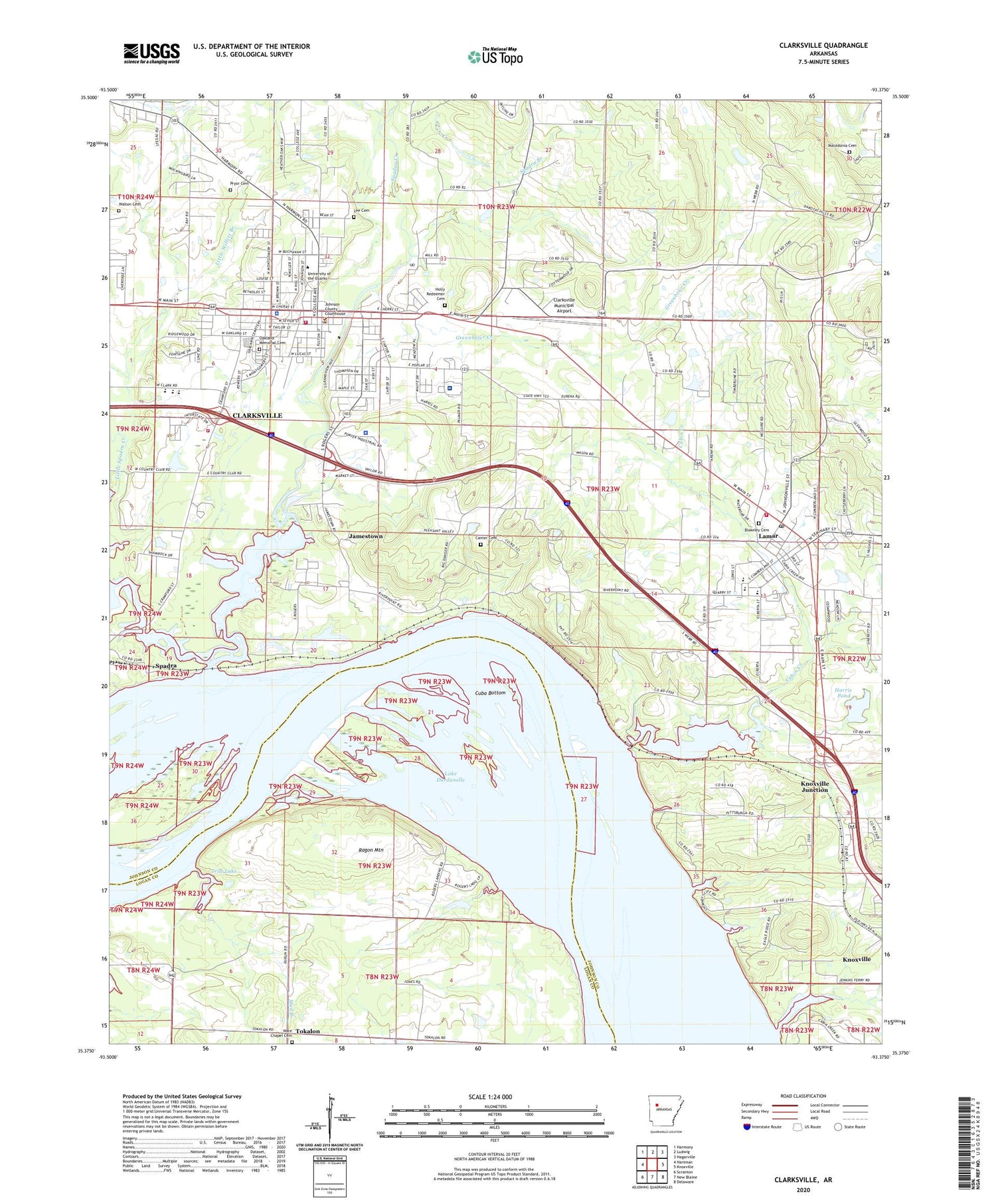Clarksville Arkansas US Topo Map Image