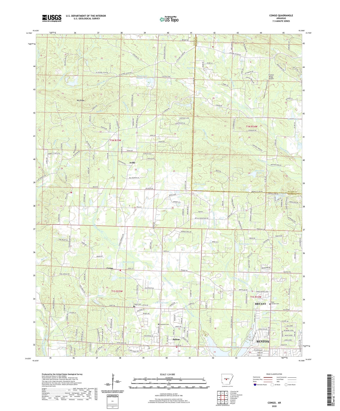 Congo Arkansas US Topo Map Image