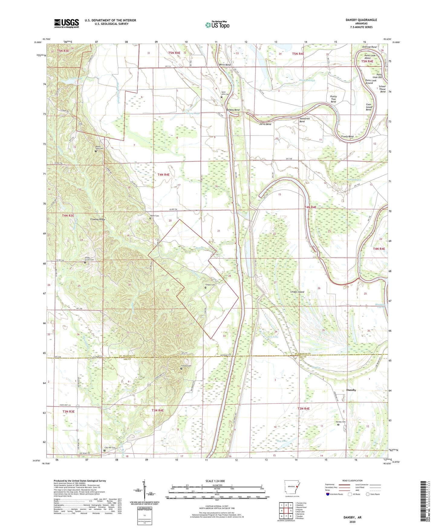 Dansby Arkansas US Topo Map Image