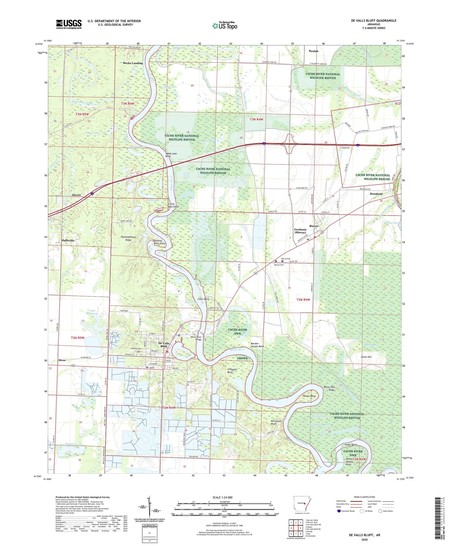 De Valls Bluff Arkansas US Topo Map Image