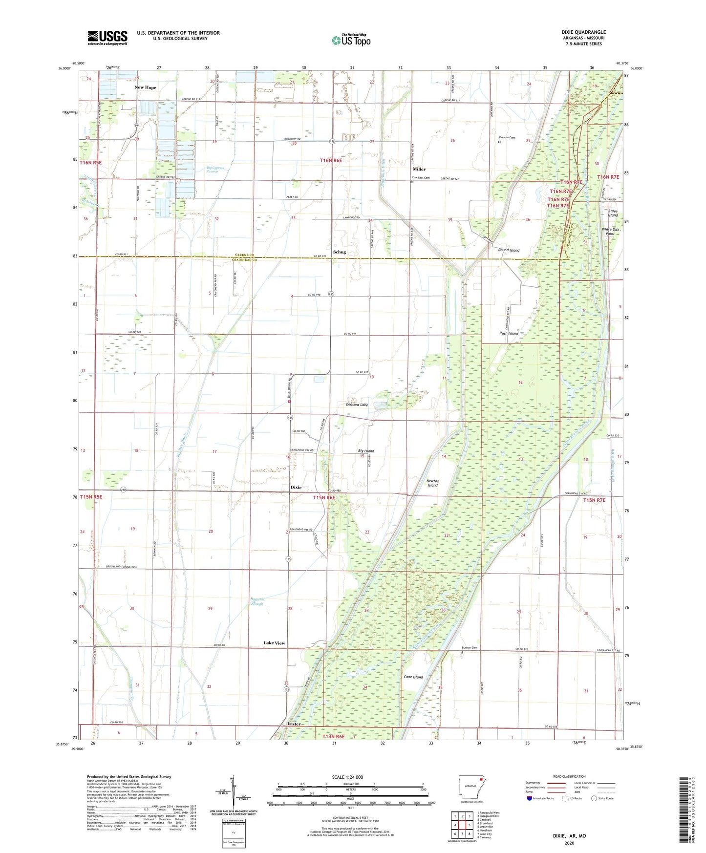 Dixie Arkansas US Topo Map Image