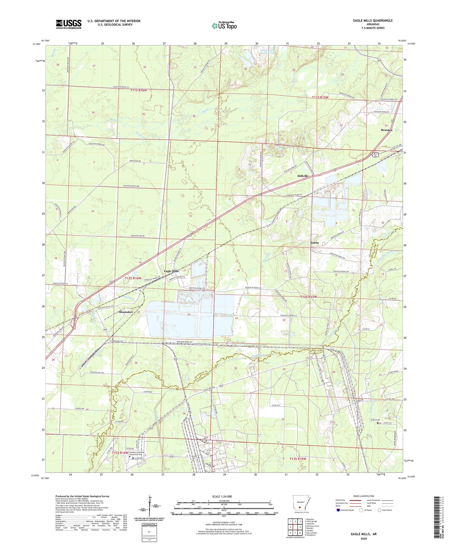 Eagle Mills Arkansas US Topo Map Image