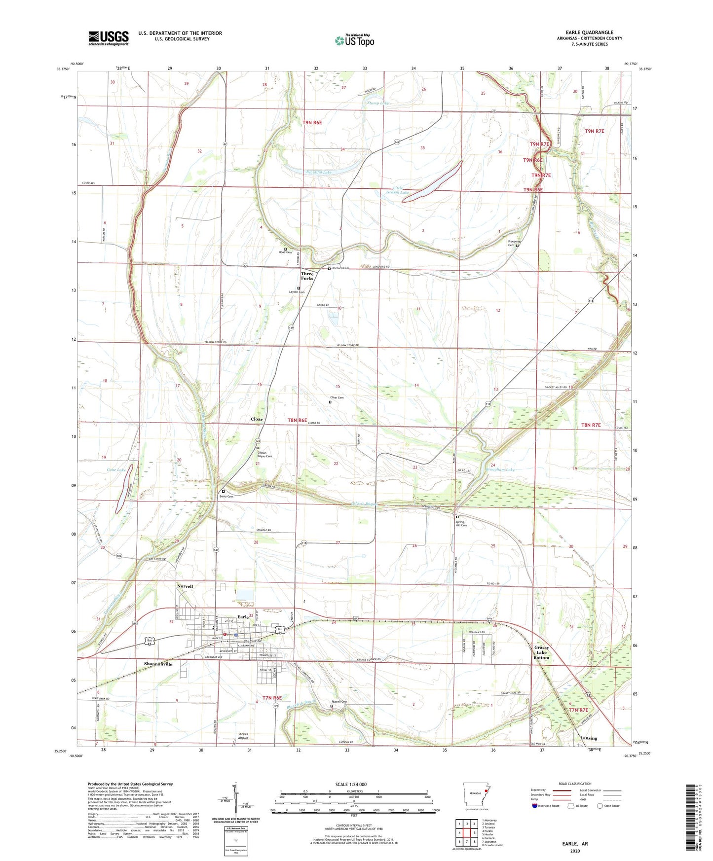 Earle Arkansas US Topo Map Image