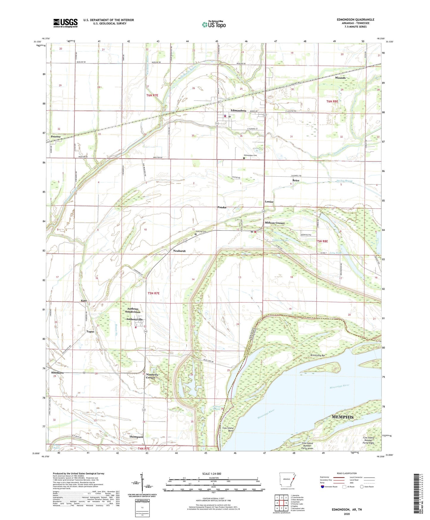 Edmondson Arkansas US Topo Map Image