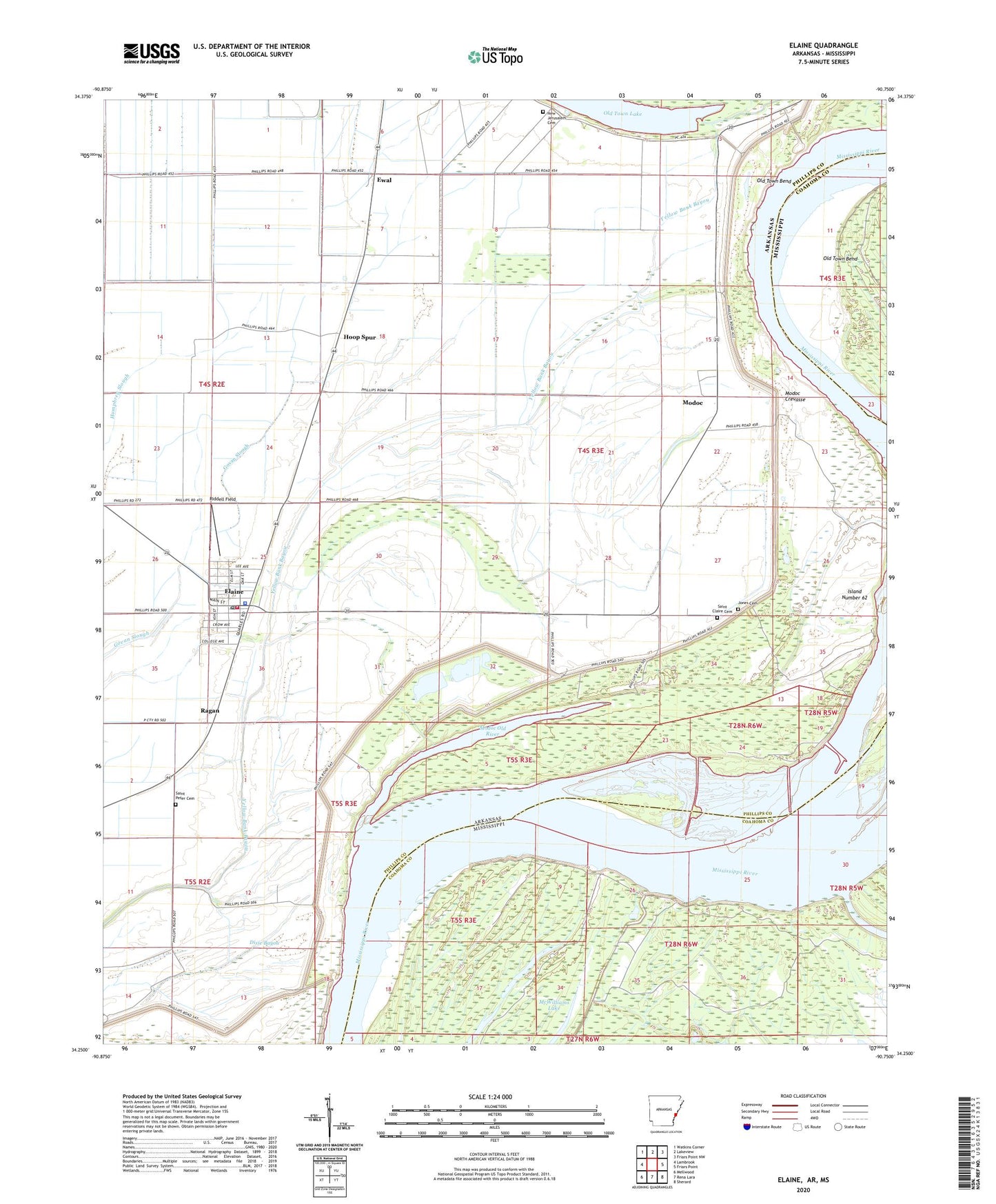 Elaine Arkansas US Topo Map Image