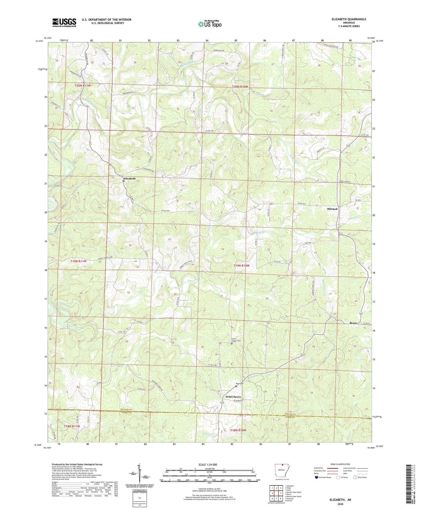 Elizabeth Arkansas US Topo Map Image
